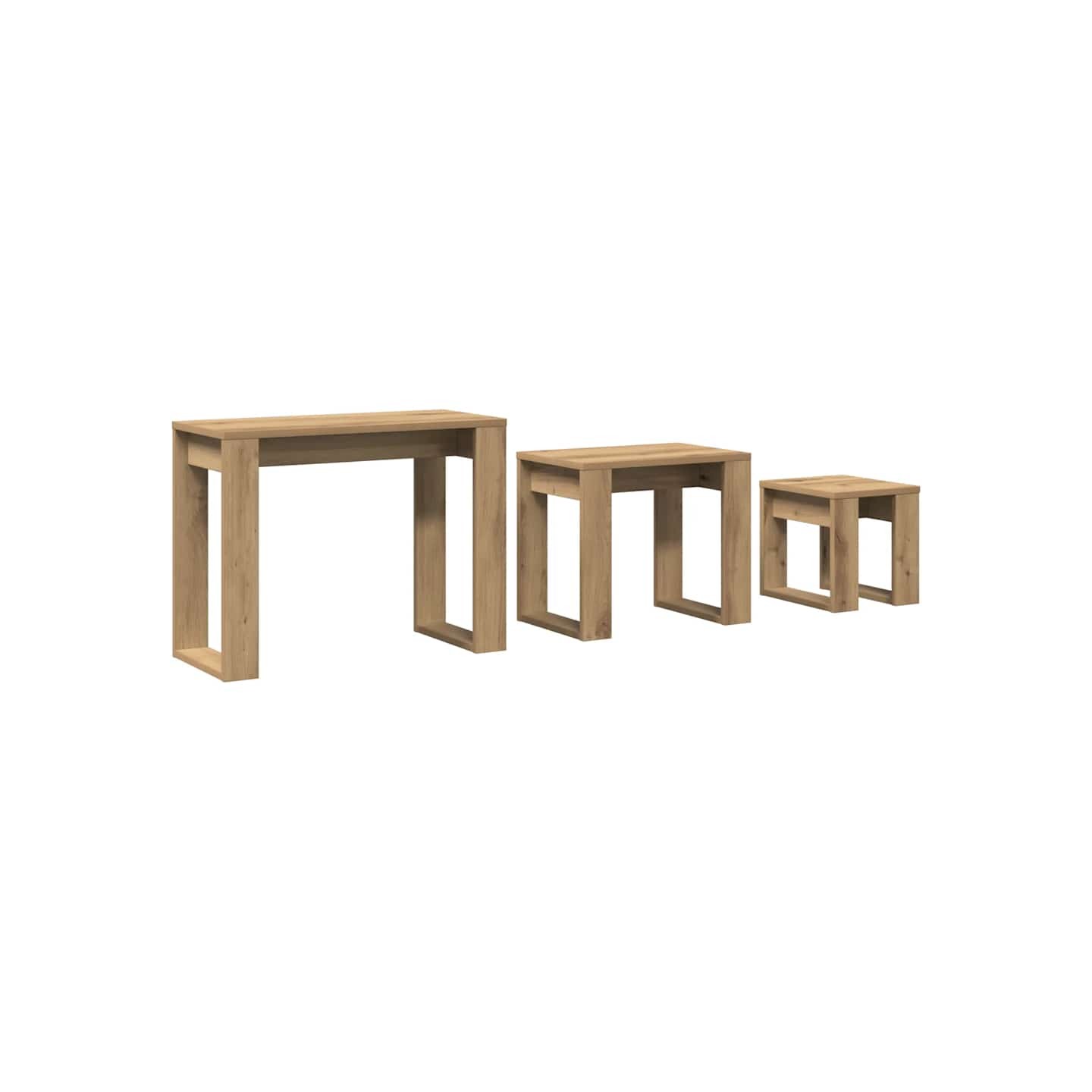Tables gigognes 3 pcs chêne artisanal bois d'ingénierie