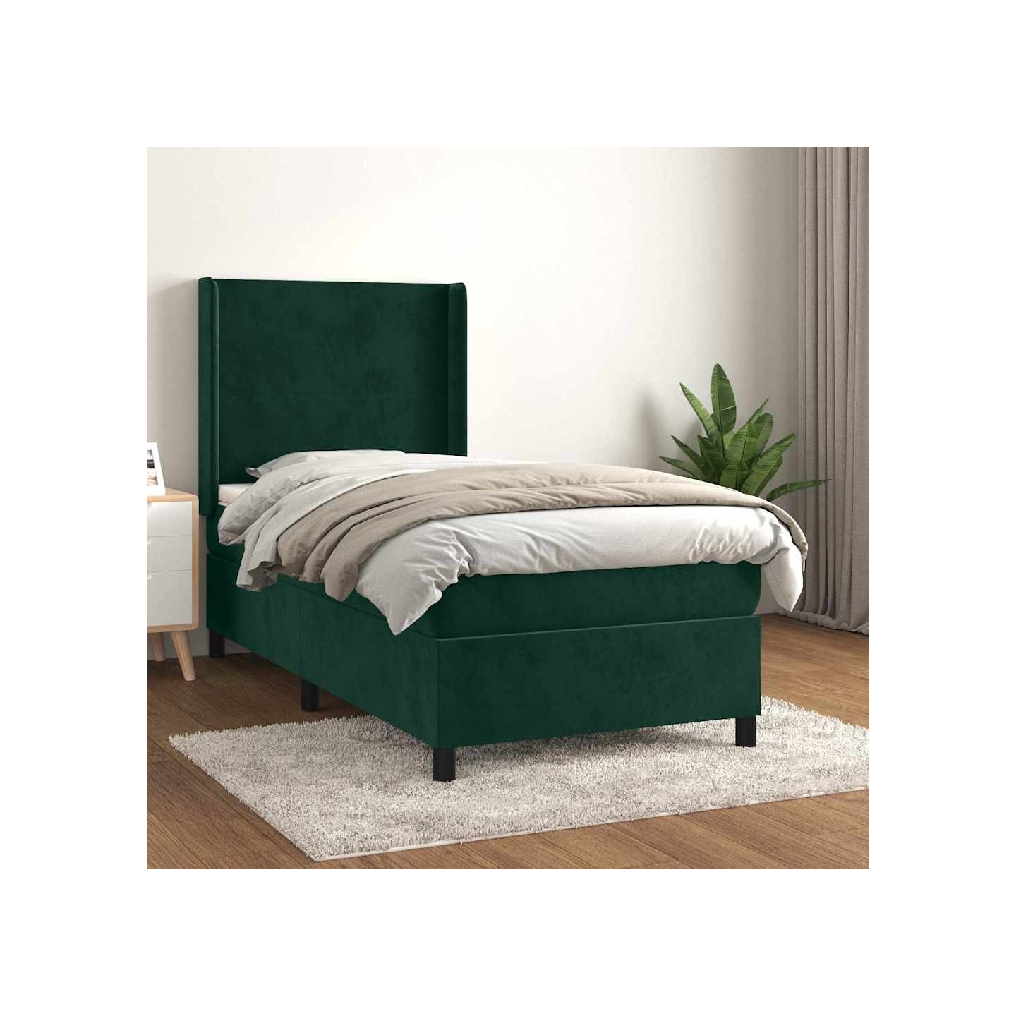 Sommier à lattes de lit avec matelas Vert foncé 90x190 cm
