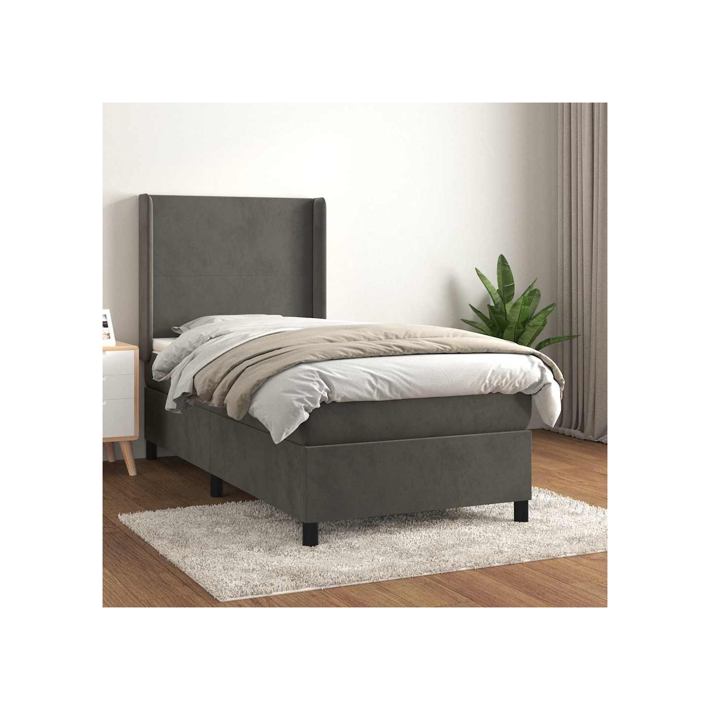 Sommier à lattes de lit et matelas Gris foncé 80x200 cm Velours