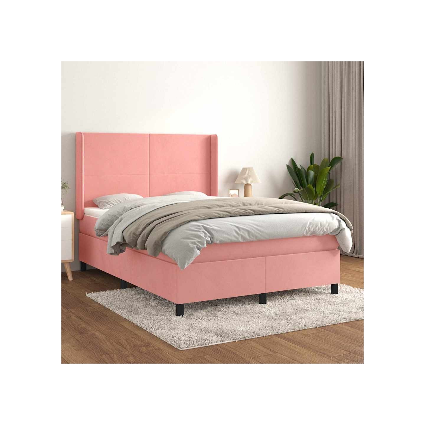 Sommier à lattes de lit avec matelas Rose 140x200 cm Velours