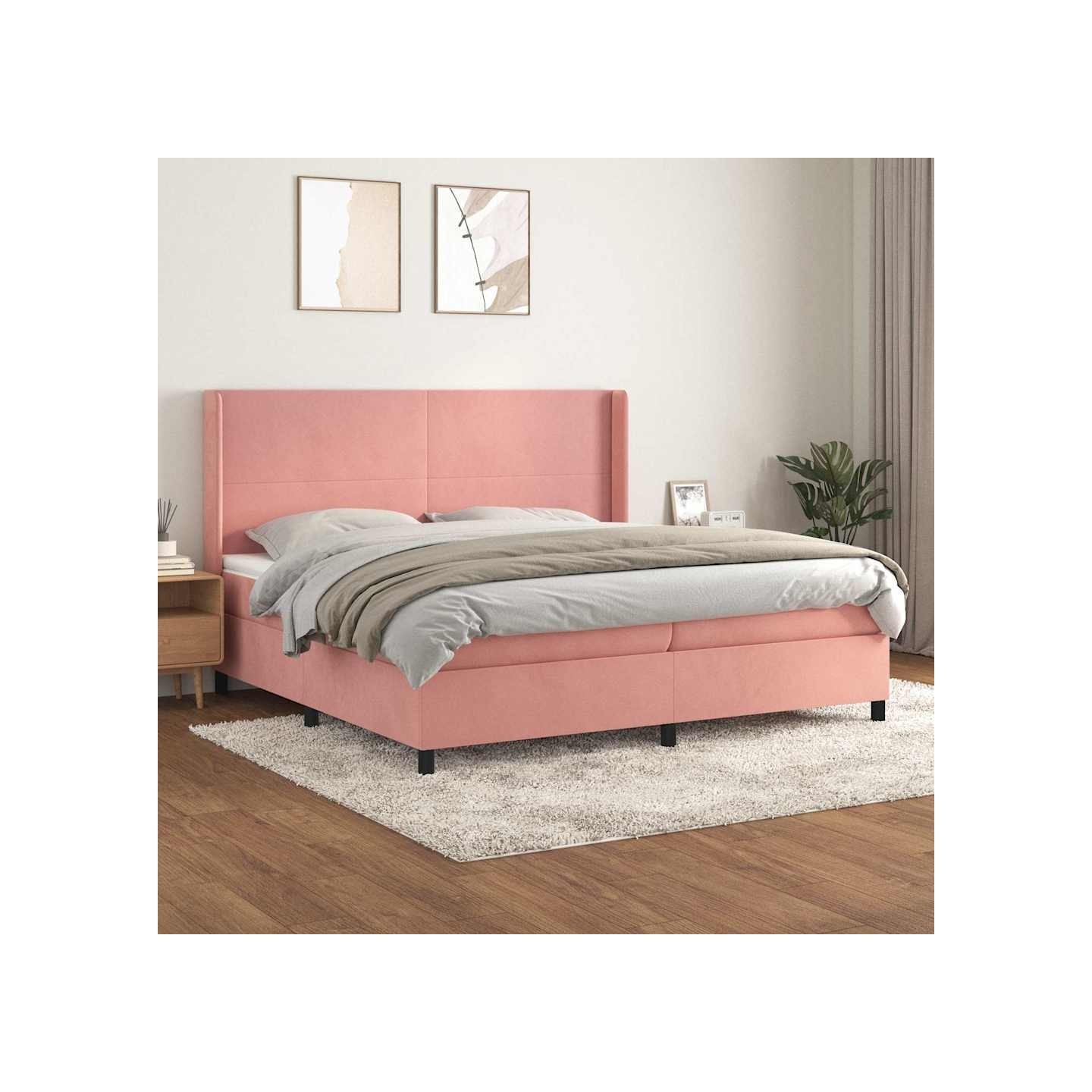 Sommier à lattes de lit avec matelas Rose 200x200 cm Velours