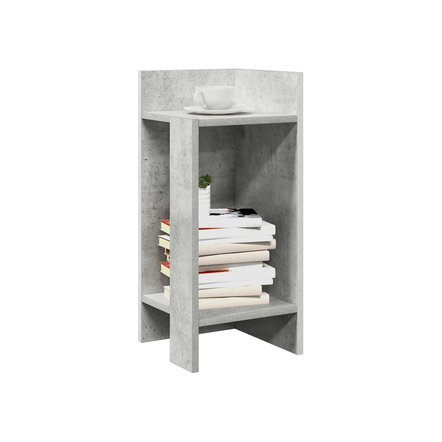 Table d'appoint avec étagère gris béton 25,5x27x60 cm