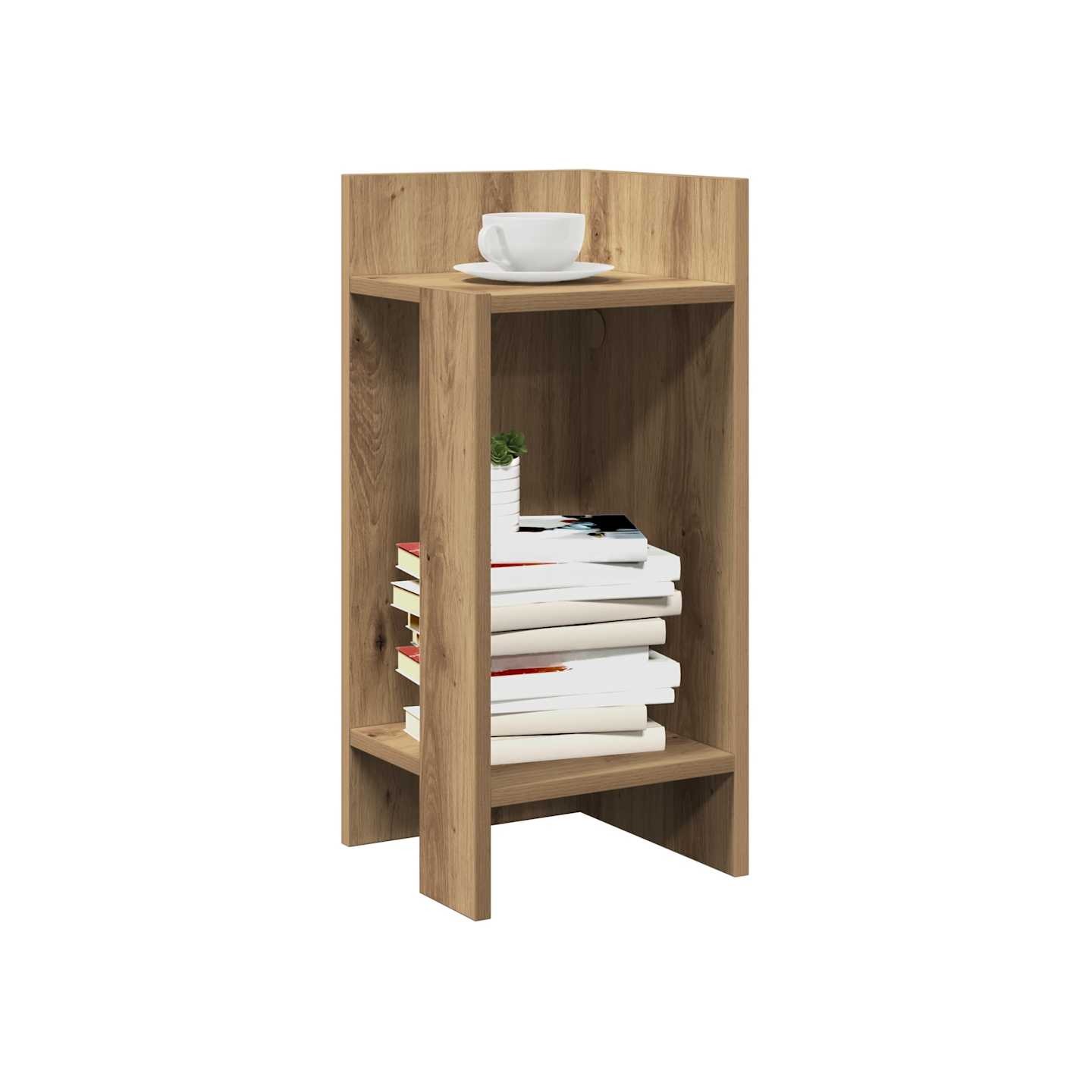 Table d'appoint avec étagère chêne artisanal 25,5x27x60 cm