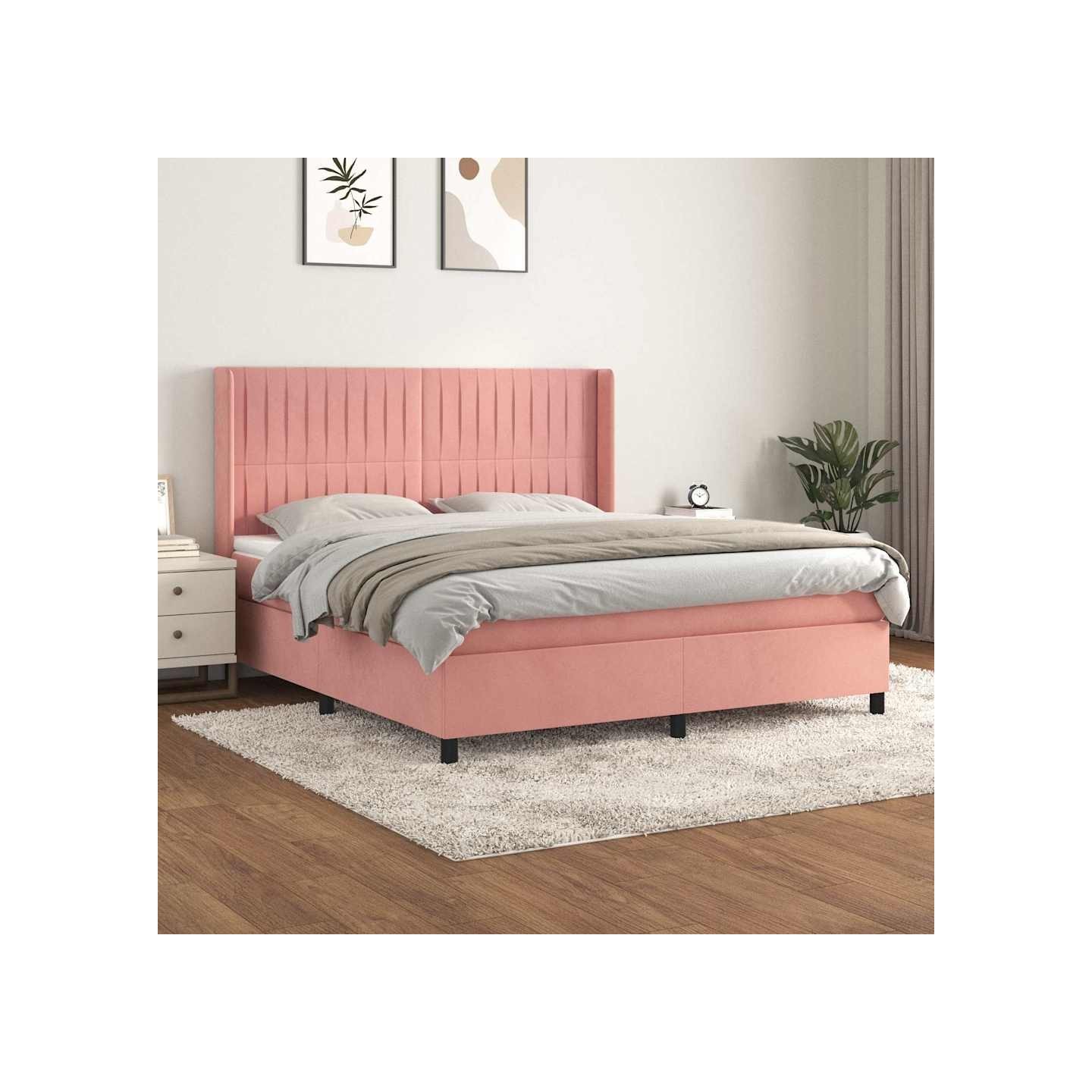 Sommier à lattes de lit avec matelas Rose 160x200 cm Velours