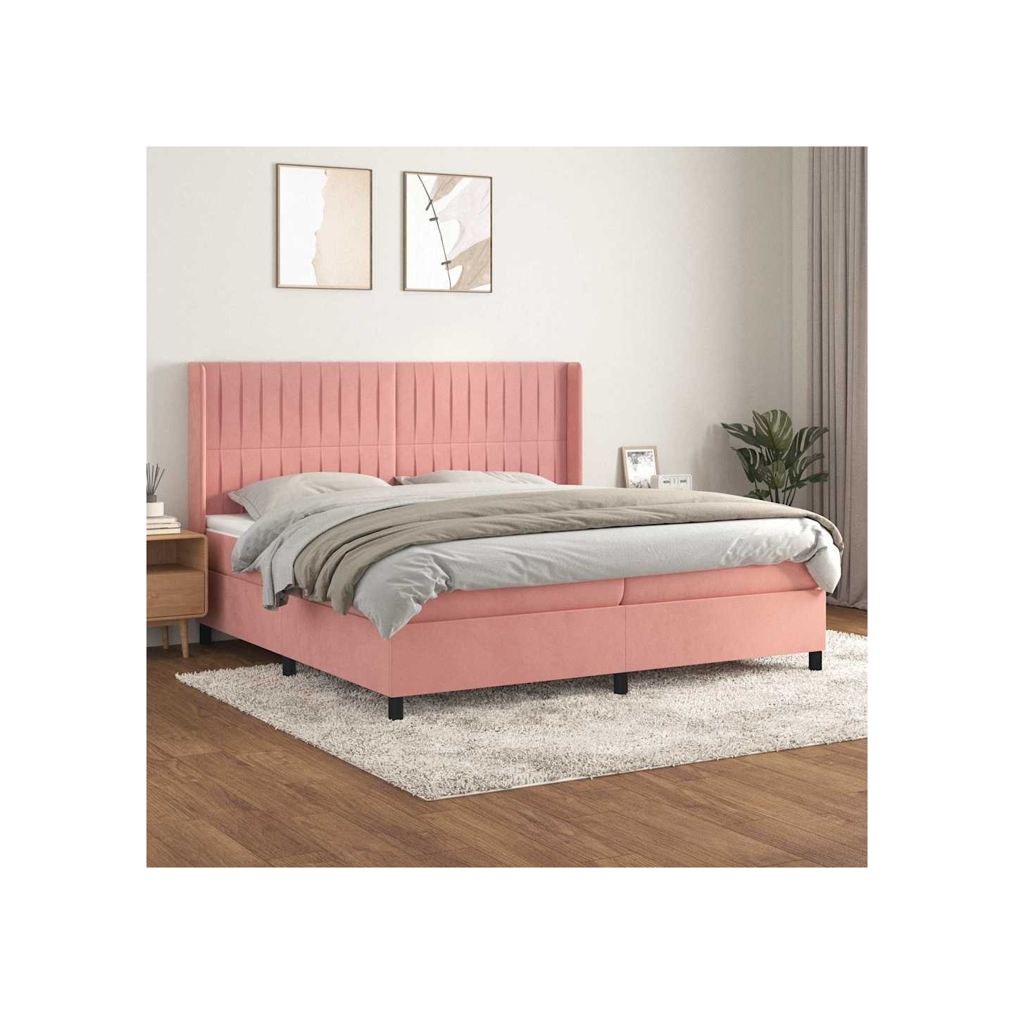Sommier à lattes de lit avec matelas Rose 200x200 cm Velours