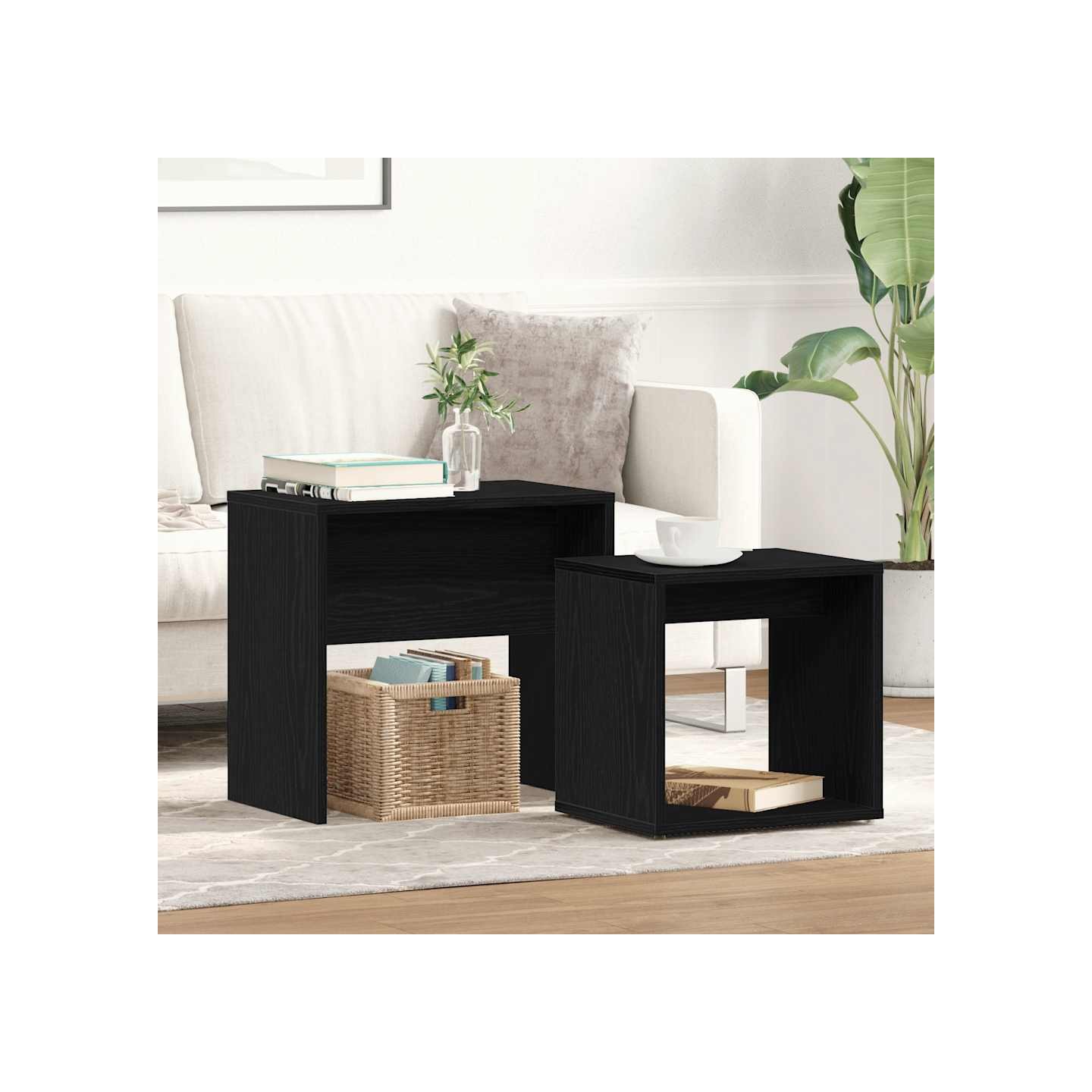 Tables basses 2 pcs en chêne noir contrecollé