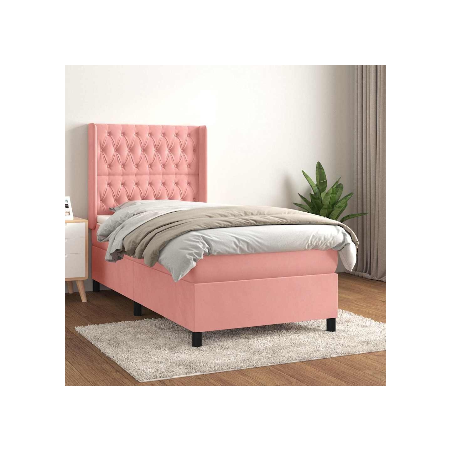 Sommier à lattes de lit avec matelas Rose 90x200 cm Velours