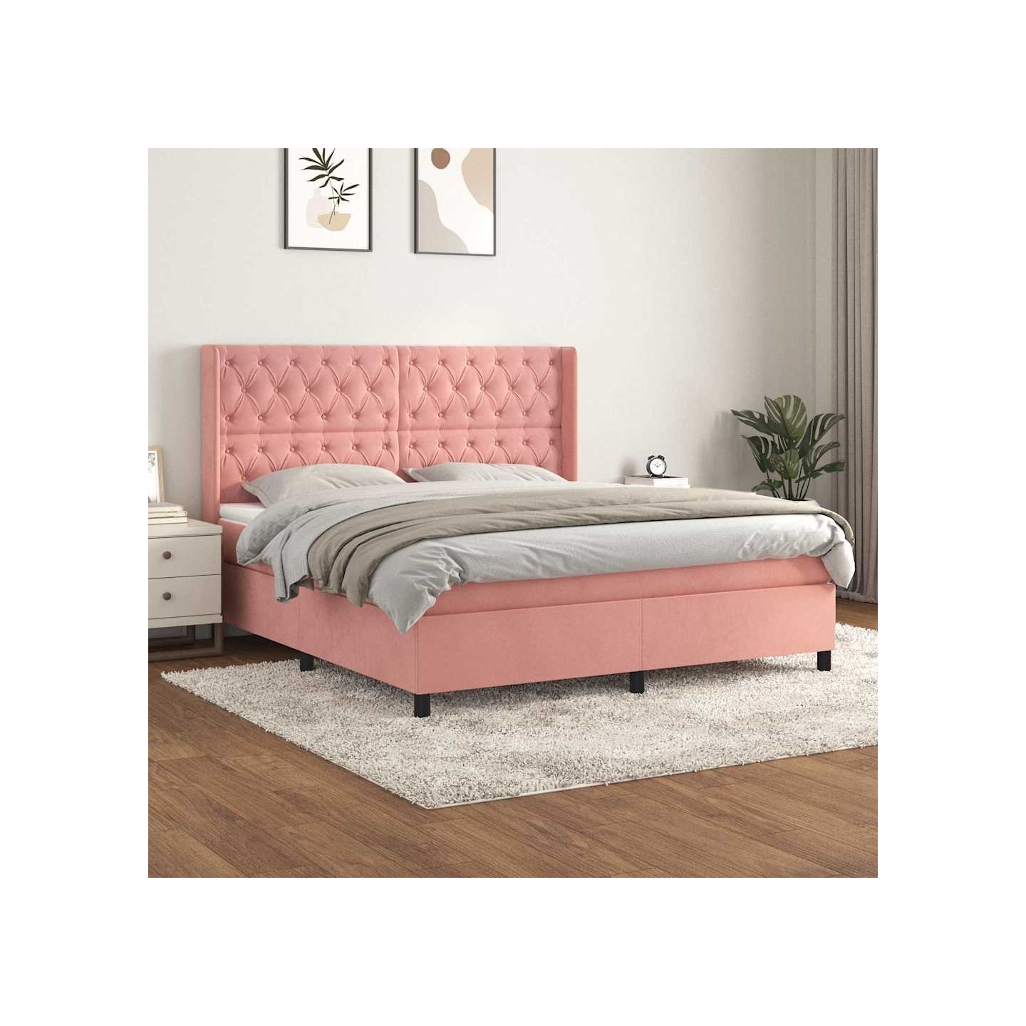 Sommier à lattes de lit avec matelas Rose 160x200 cm Velours