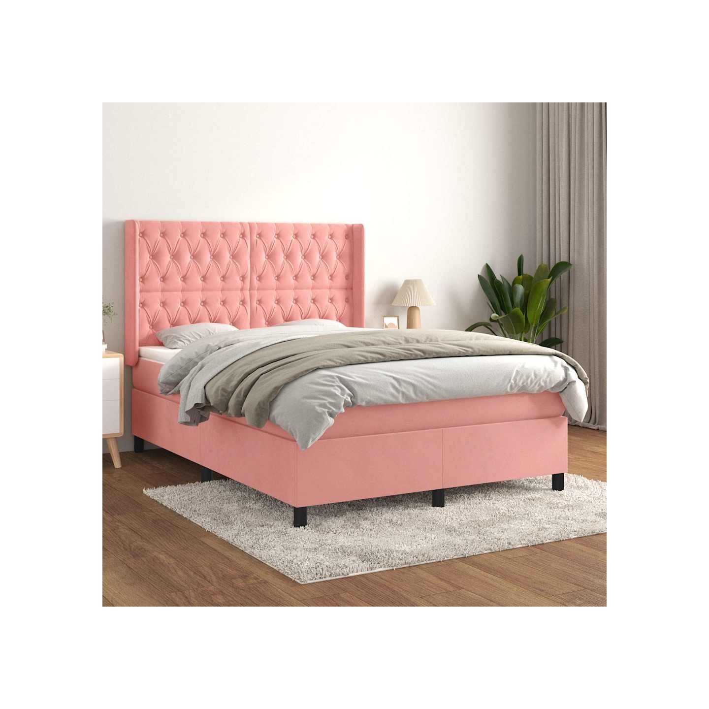Sommier à lattes de lit avec matelas Rose 140x190 cm Velours