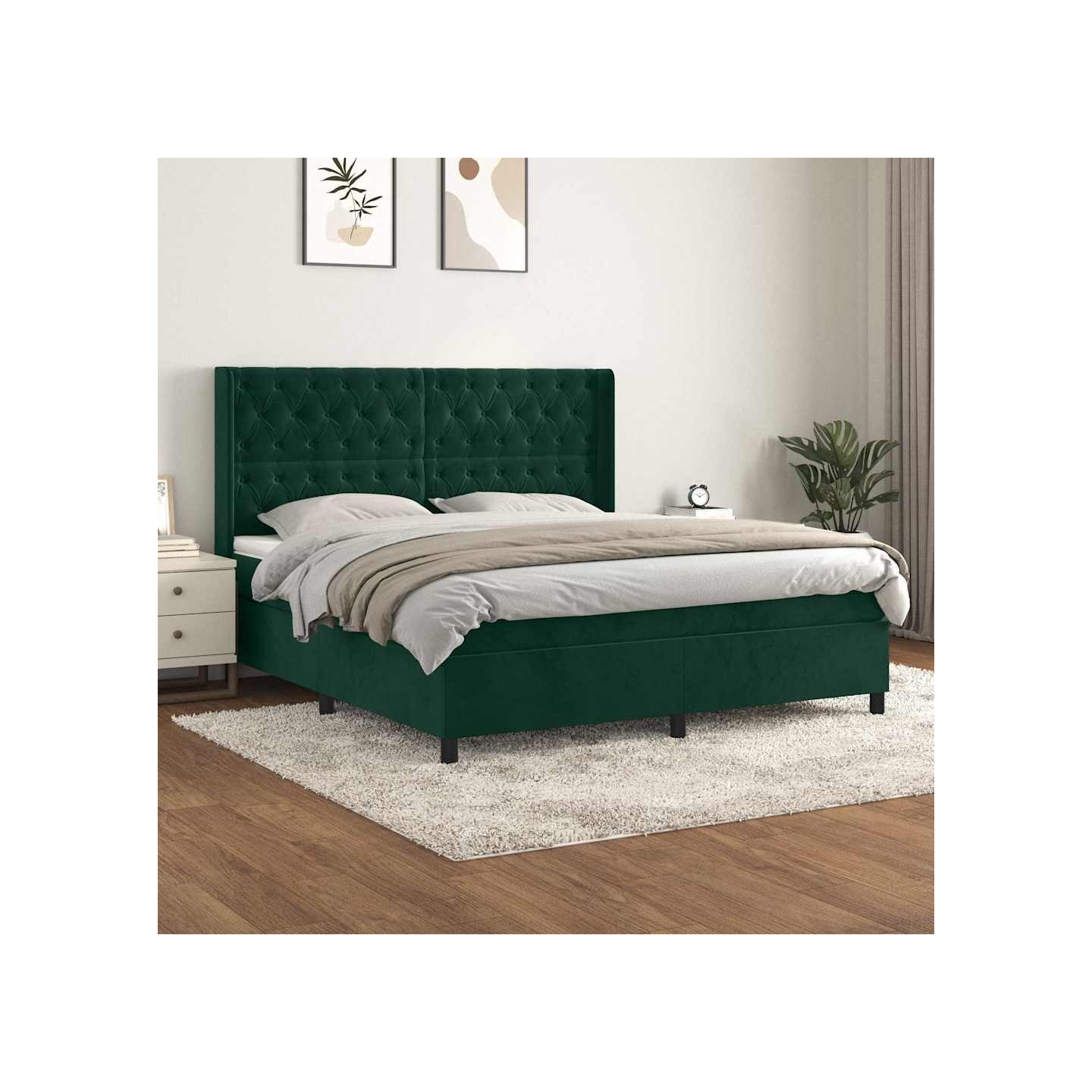 Sommier à lattes de lit et matelas Vert foncé 160x200cm Velours