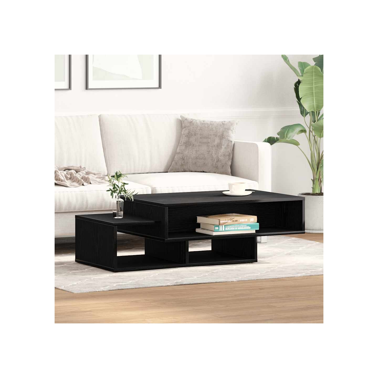 Table basse en chêne noir 105 x 55 x 32 cm bois d'ingénierie