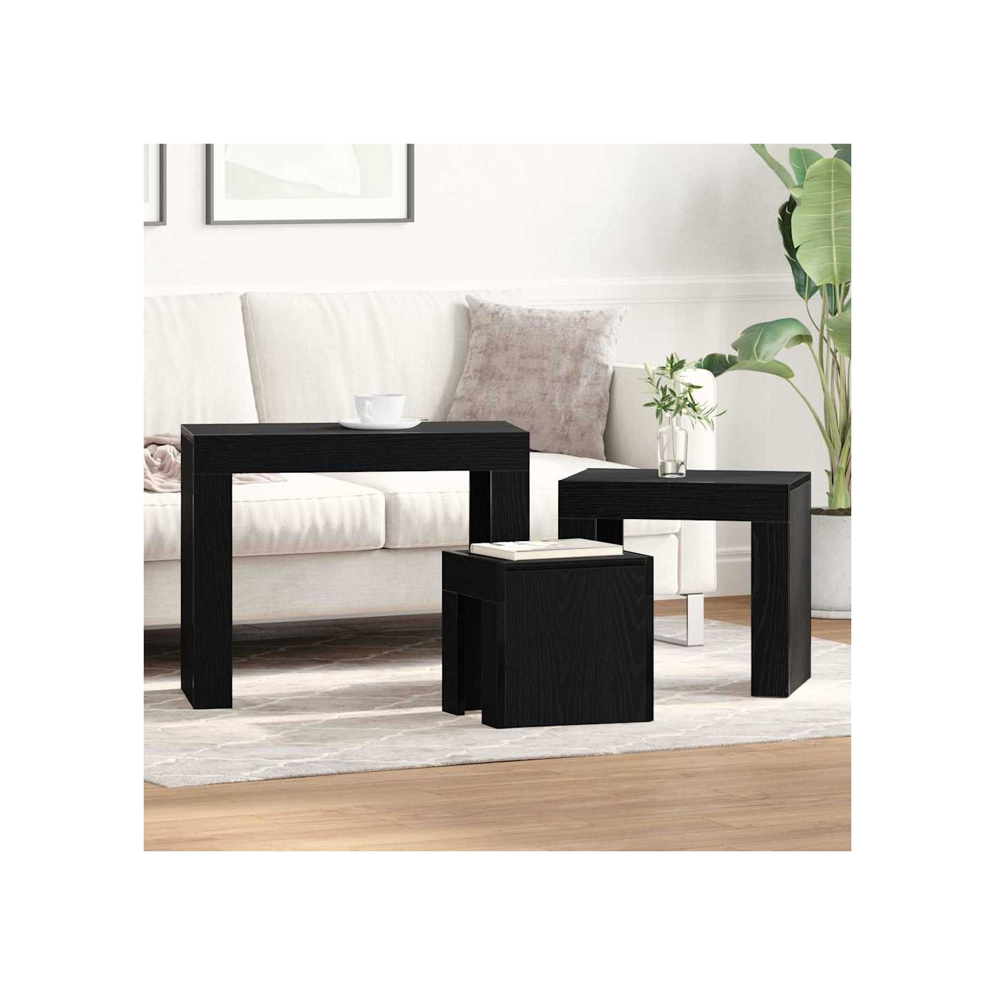Tables gigognes 3 pc Chêne noir 61 x 30 x 50 cm
