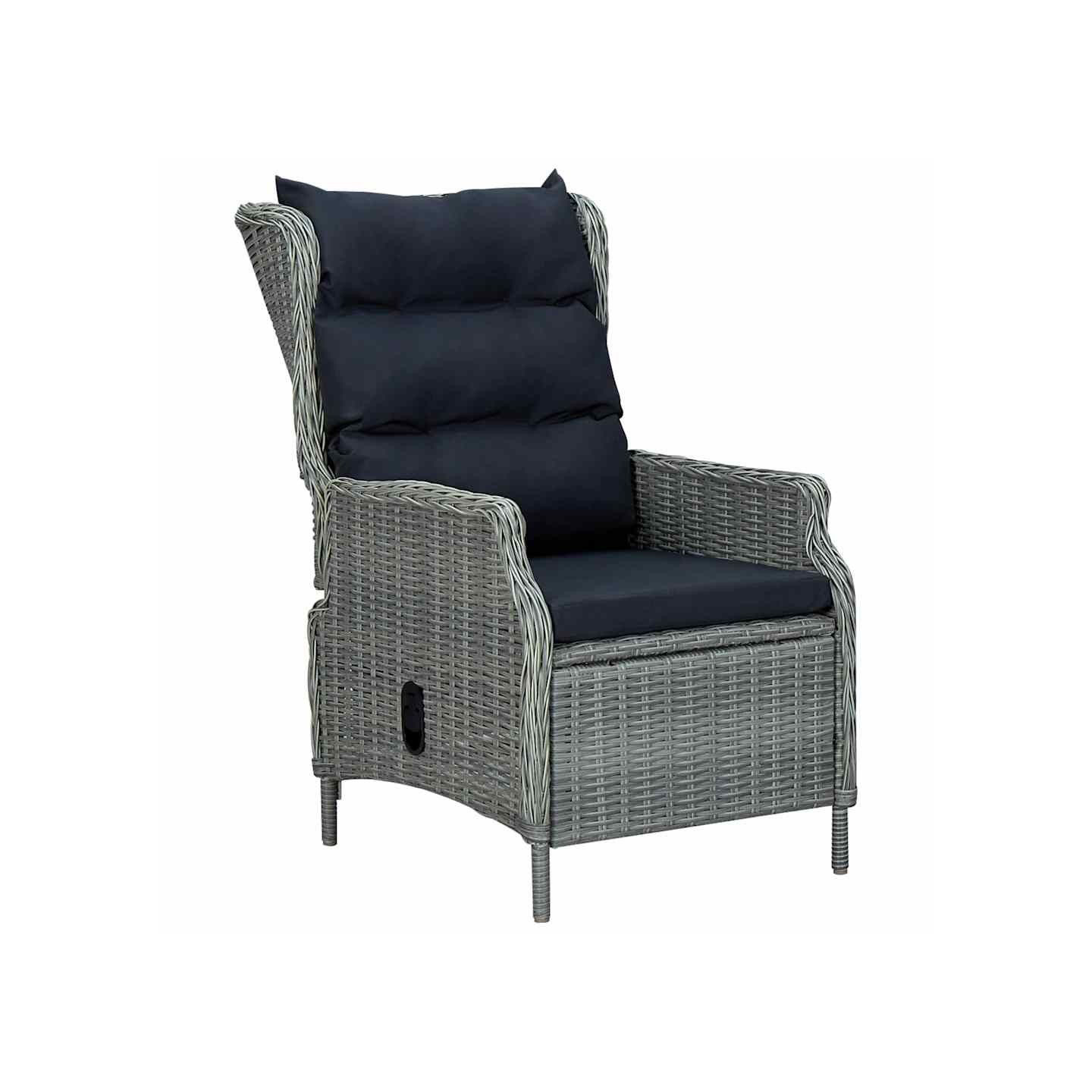 Chaise inclinable de jardin coussins Résine tressée Gris clair