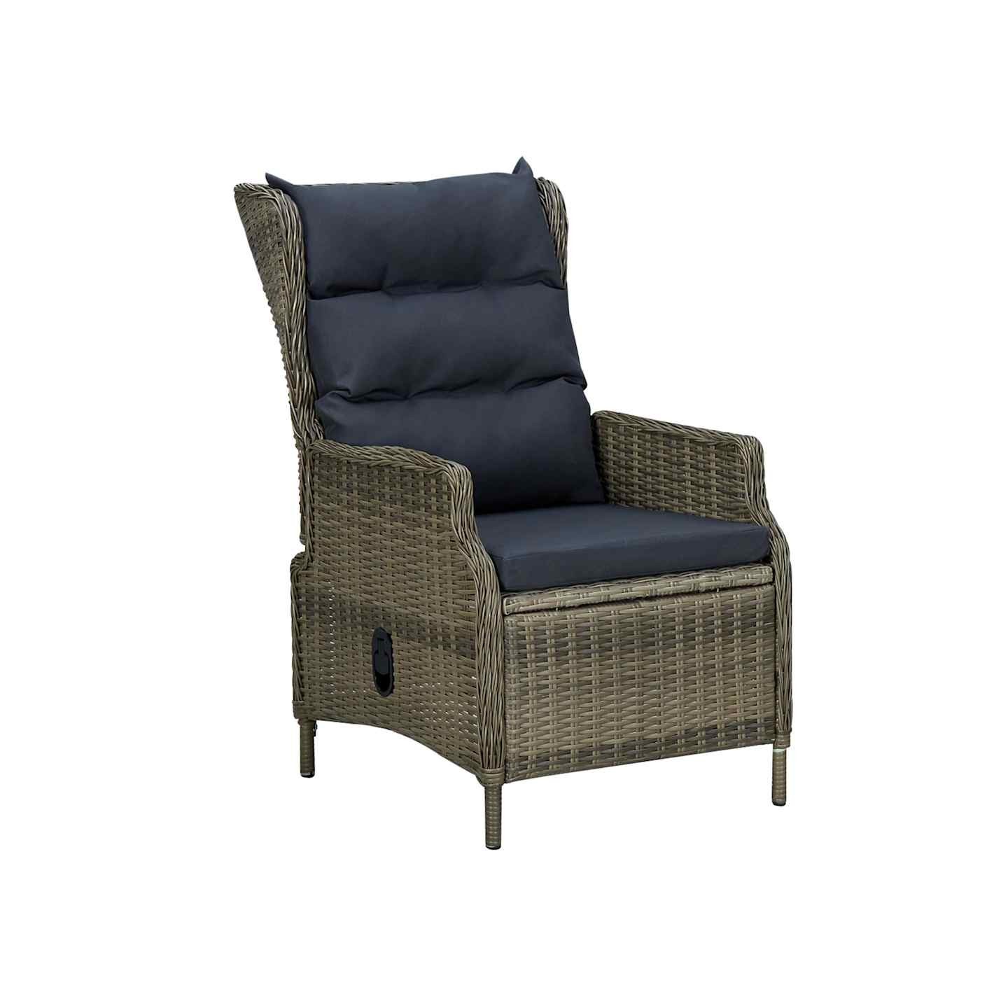 Chaise inclinable de jardin avec coussins Résine tressée Marron