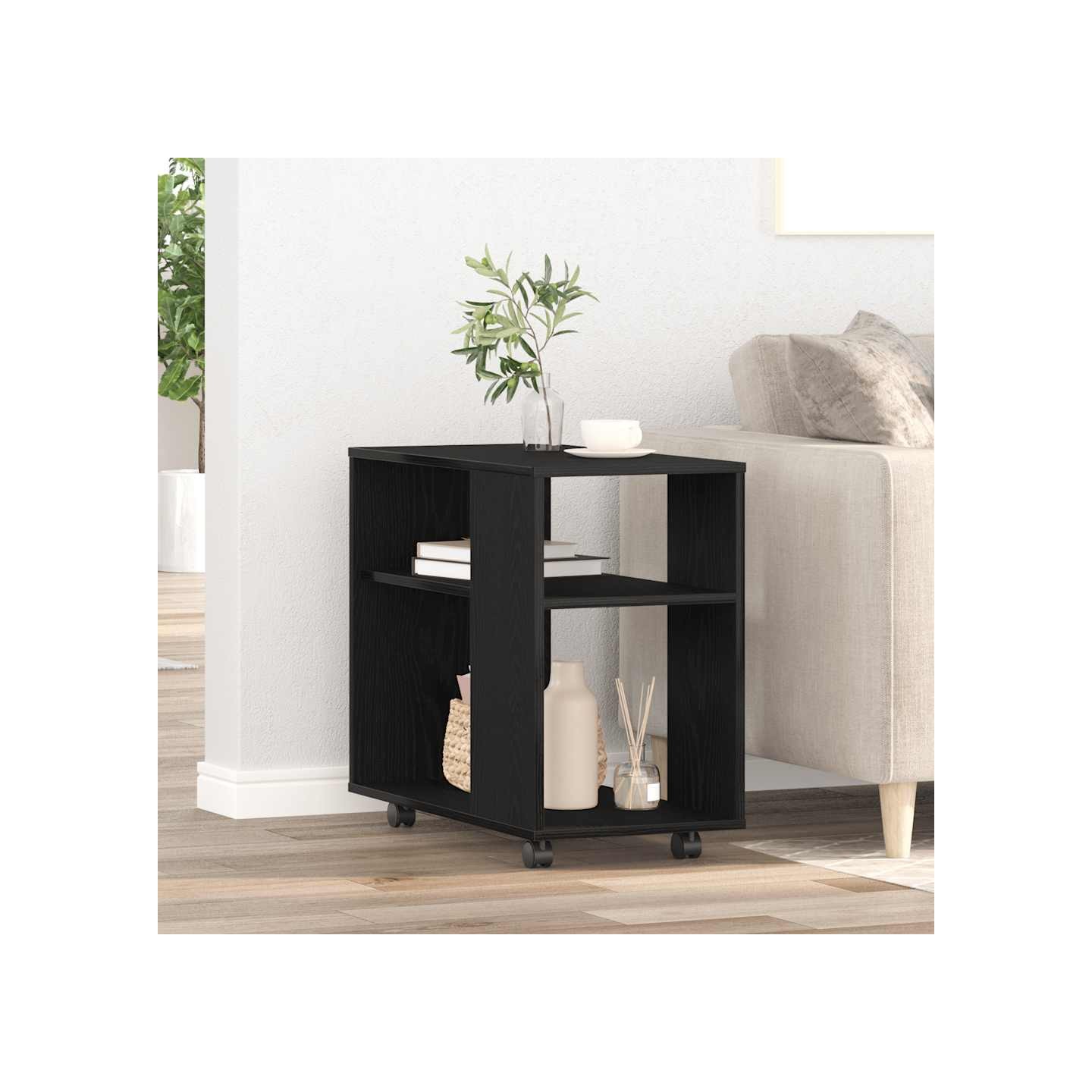 Table d'appoint en chêne noir 70 x 35 x 60,5 cm Bois d'ingénierie