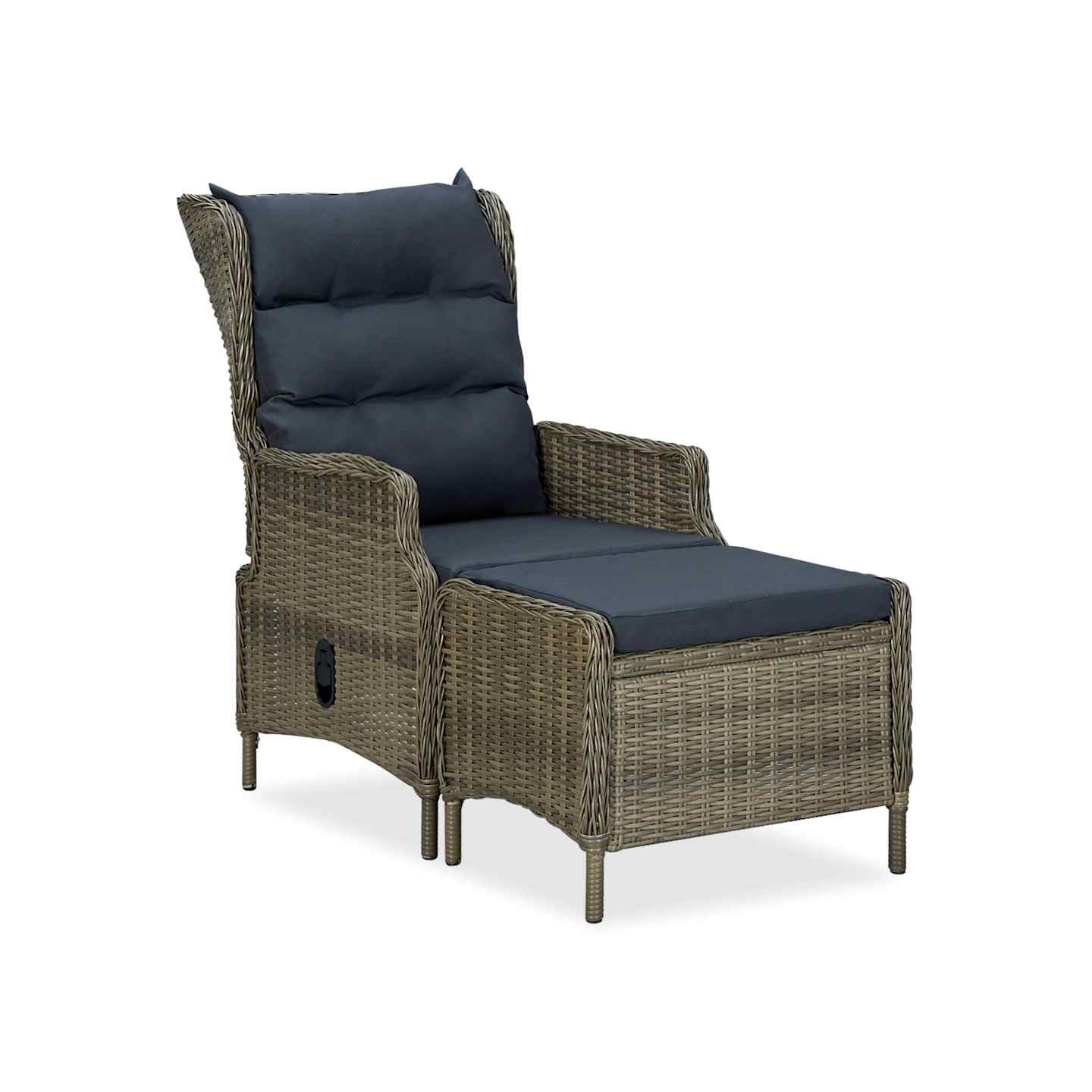 Chaise inclinable de jardin avec tabouret Résine tressée Marron