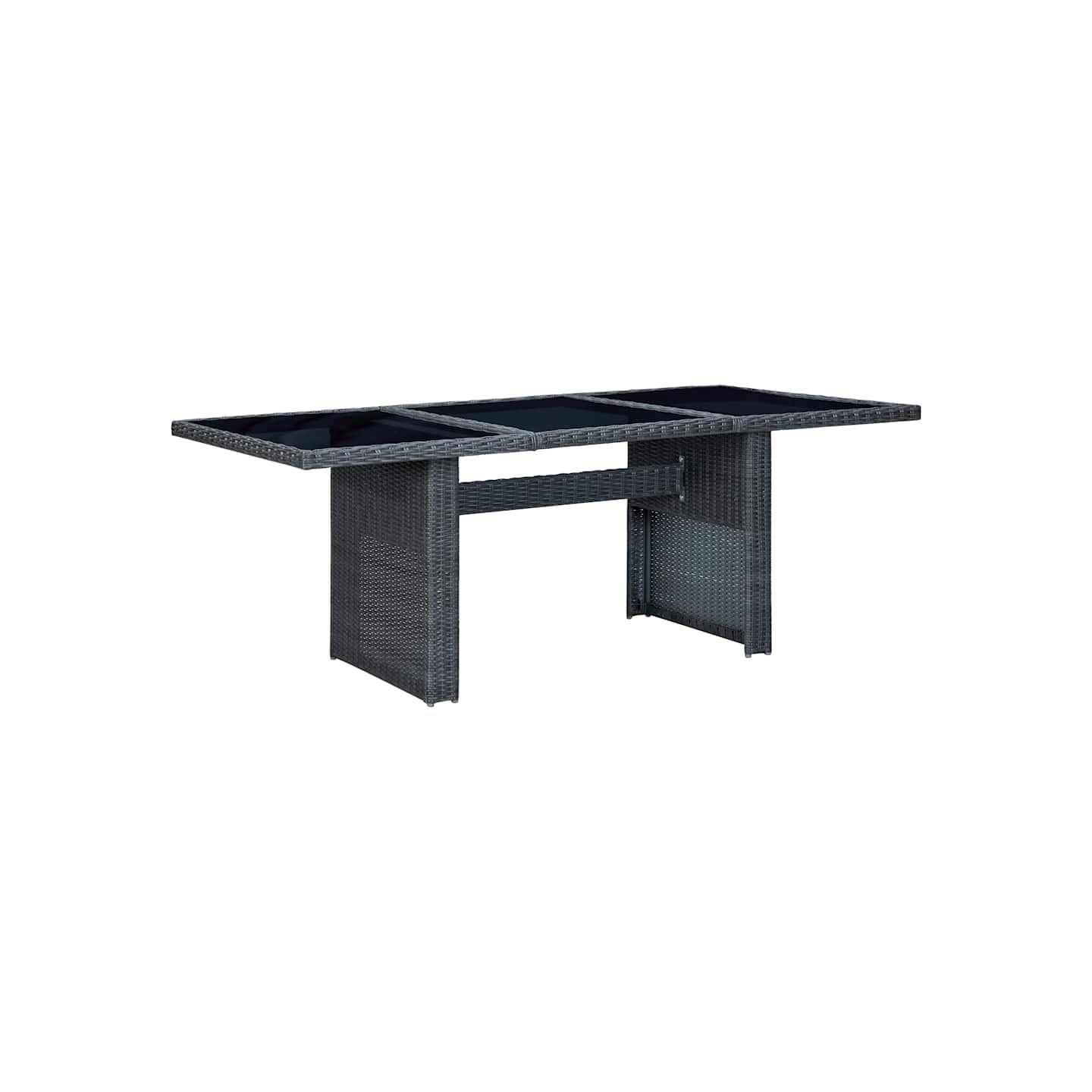 Table de jardin Gris foncé Résine tressée et verre trempé