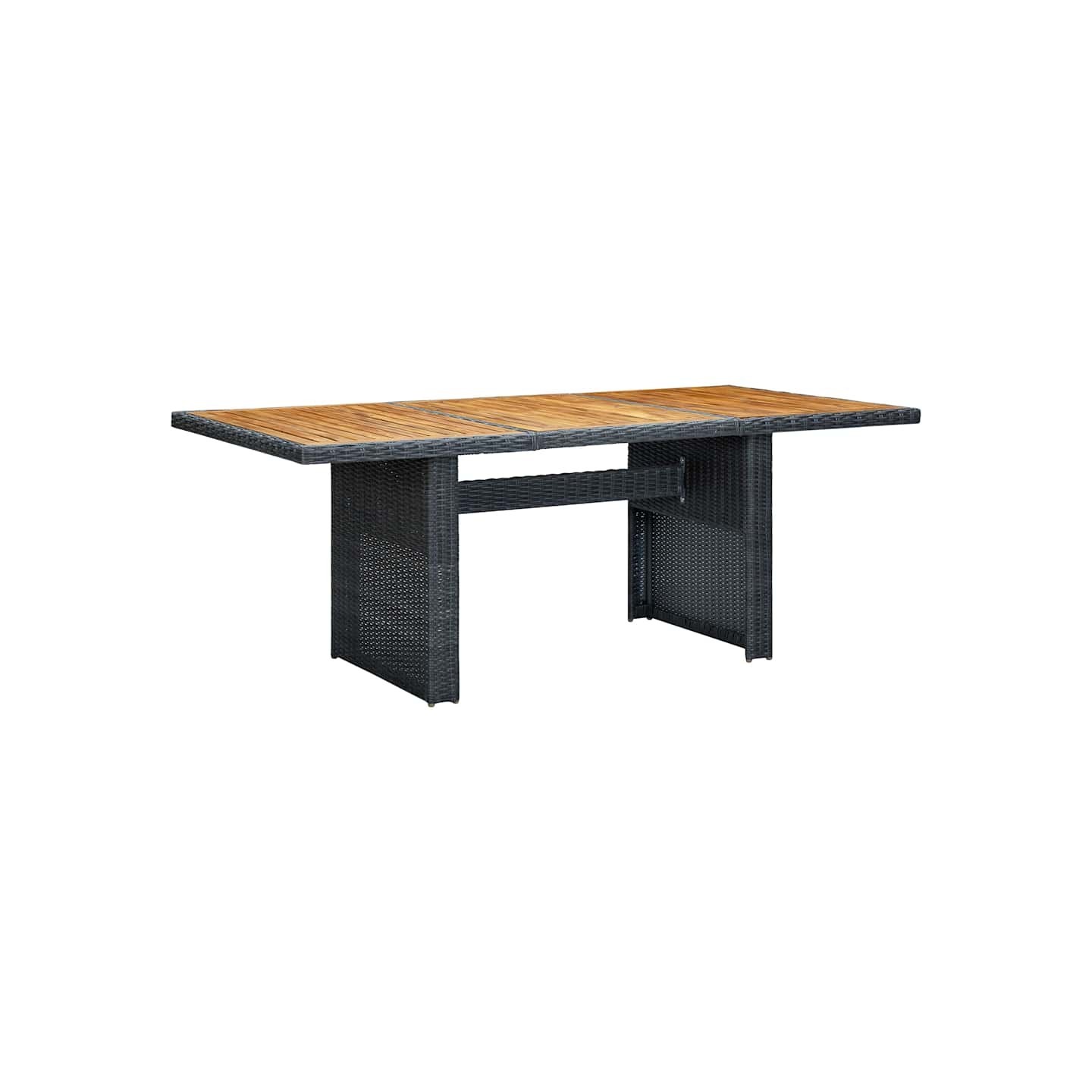 Table de jardin Gris foncé Résine tressée et bois d'acacia