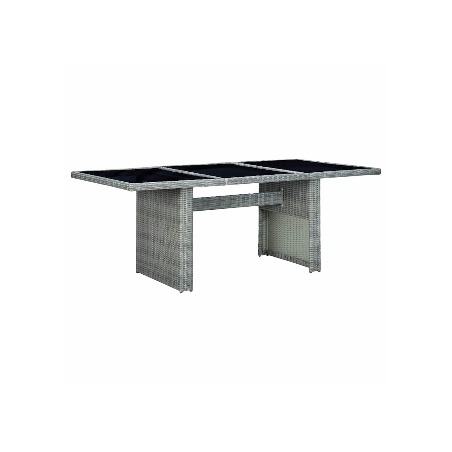 Table de jardin Gris clair Résine tressée et verre trempé