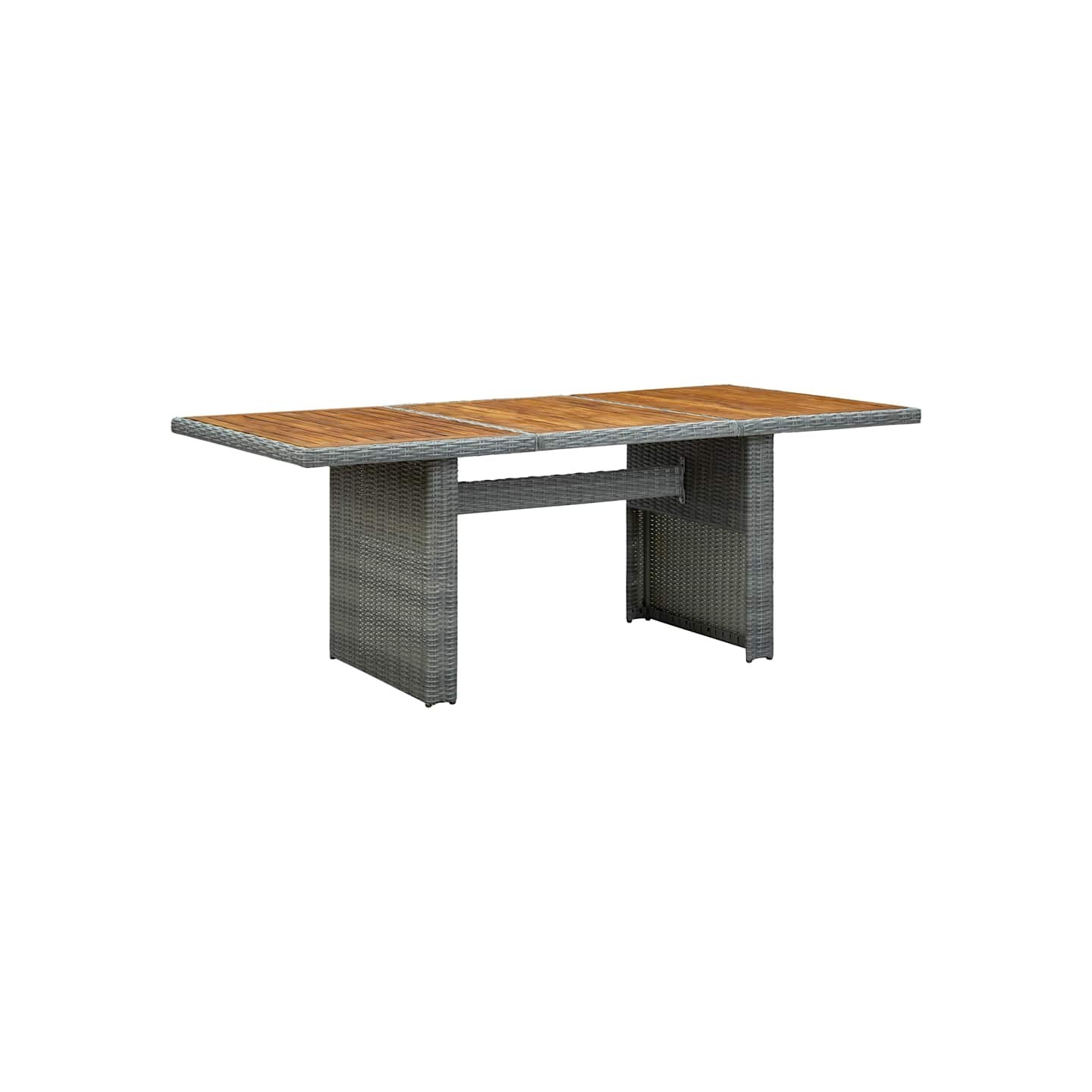 Table de jardin Gris clair Résine tressée et bois d'acacia