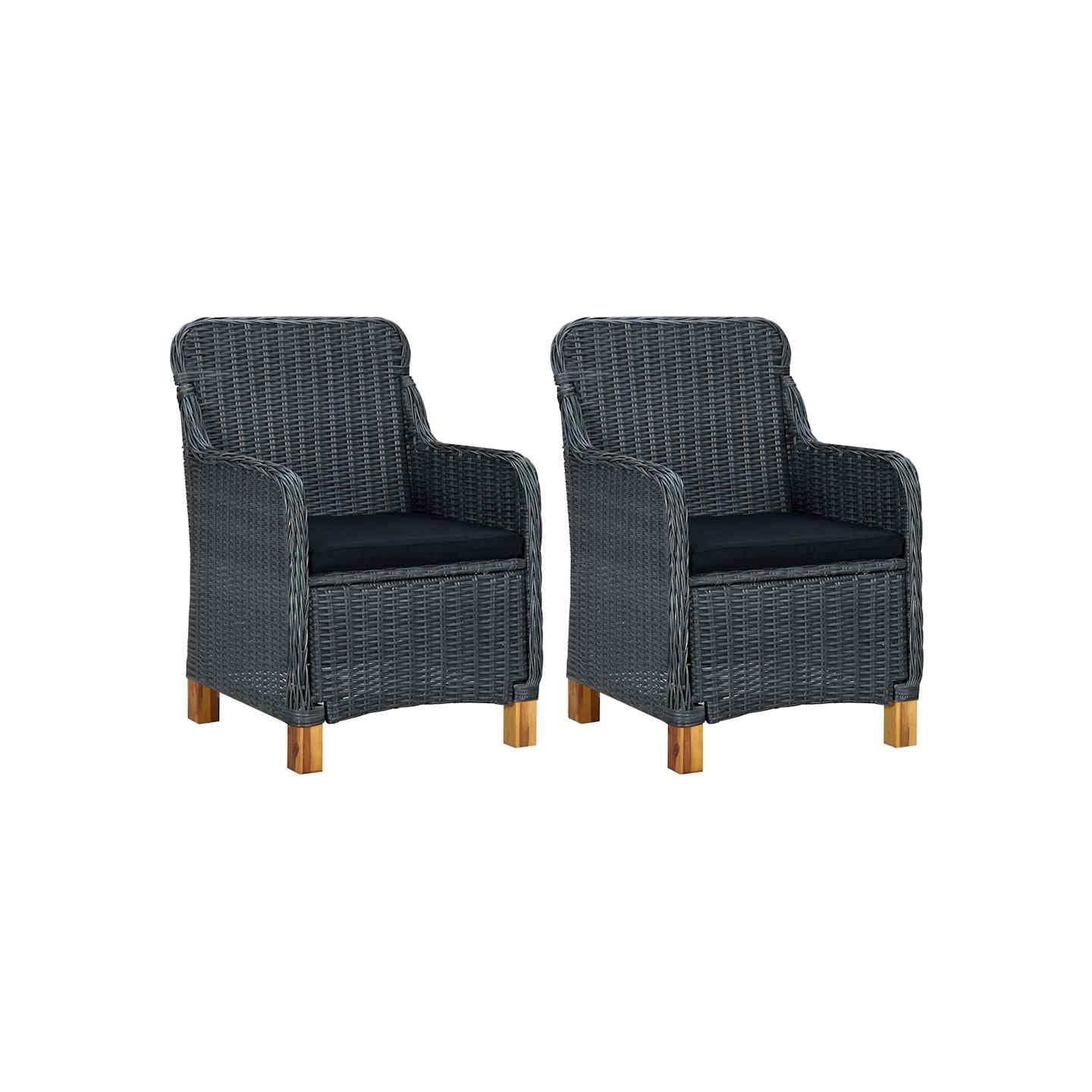 Chaises de jardin avec coussins lot de 2 Résine tressée