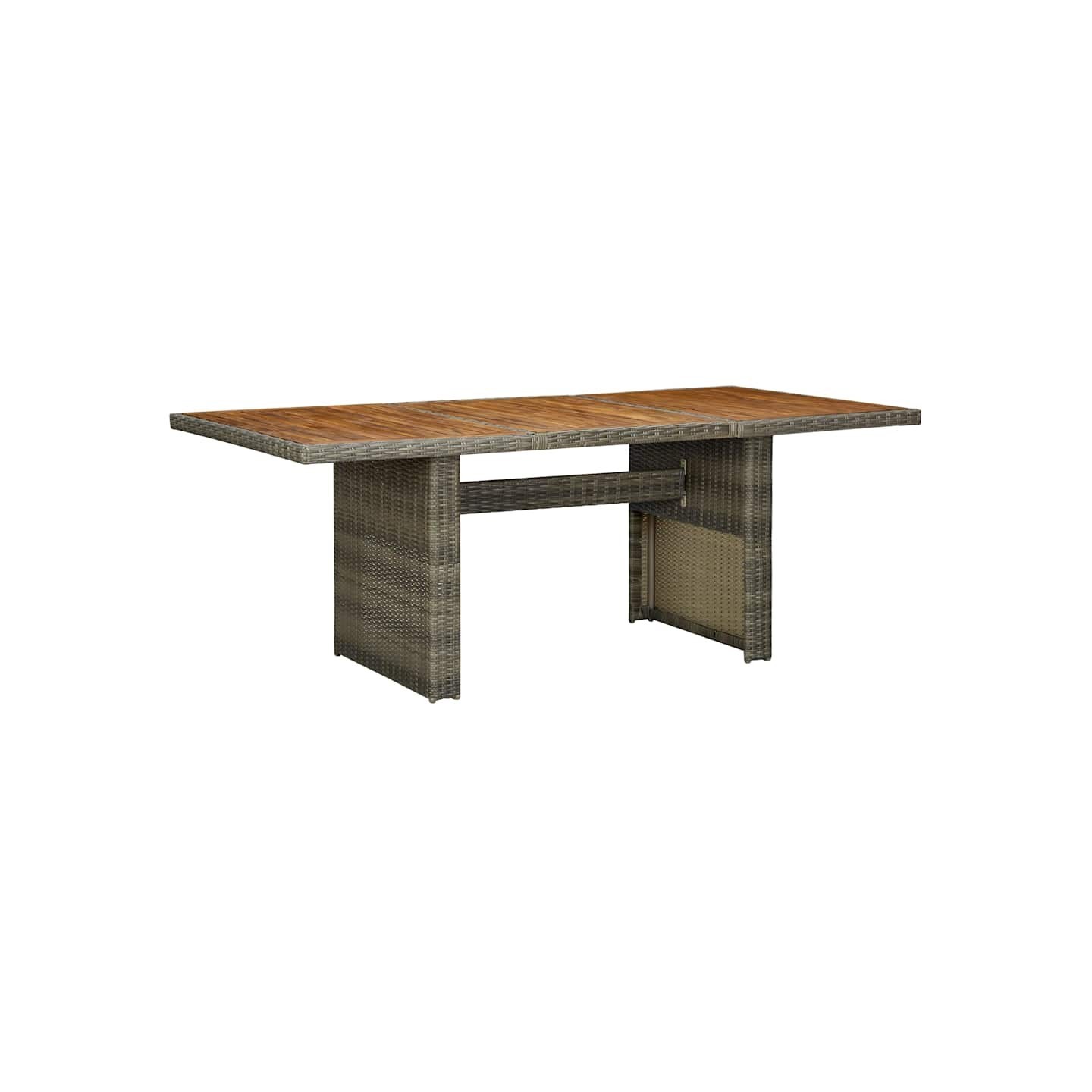 Table de jardin Marron Résine tressée et bois d'acacia massif