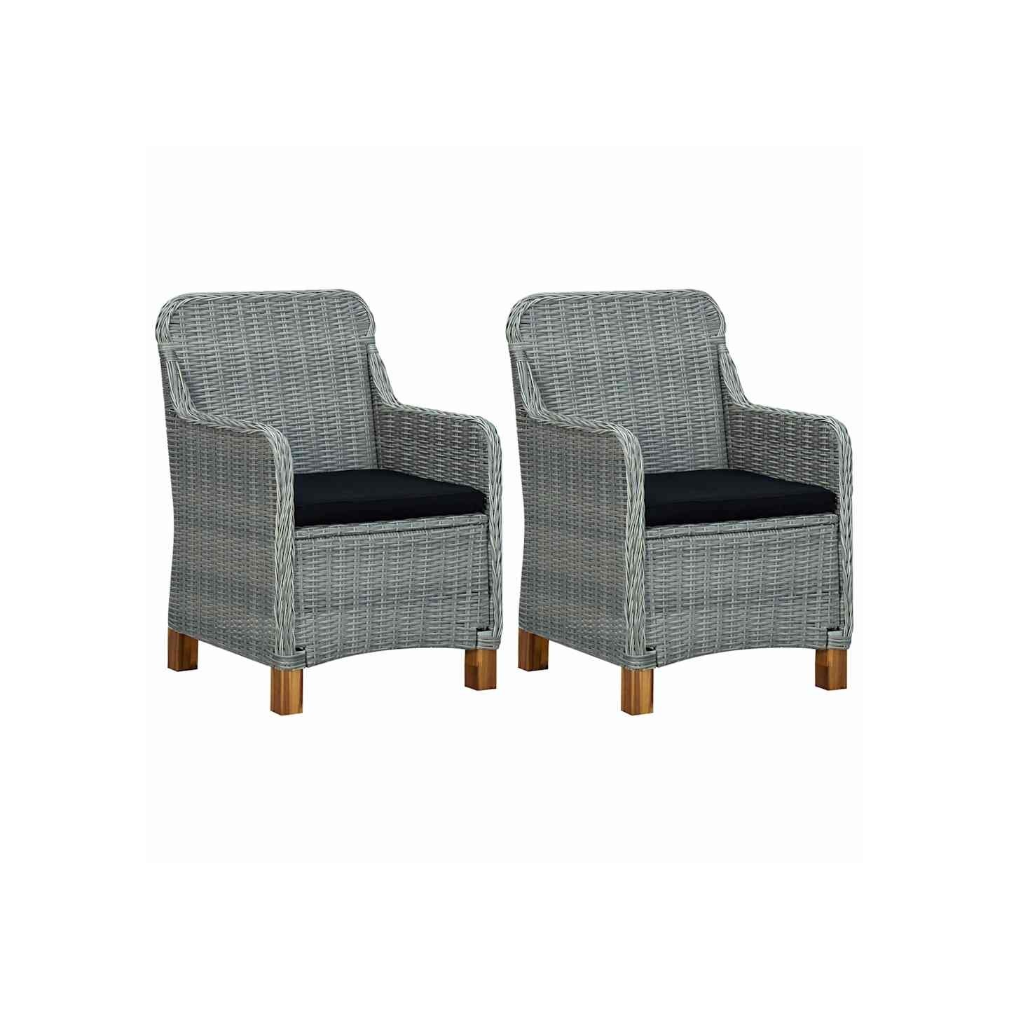 Chaises de jardin avec coussins lot de 2 Résine tressée