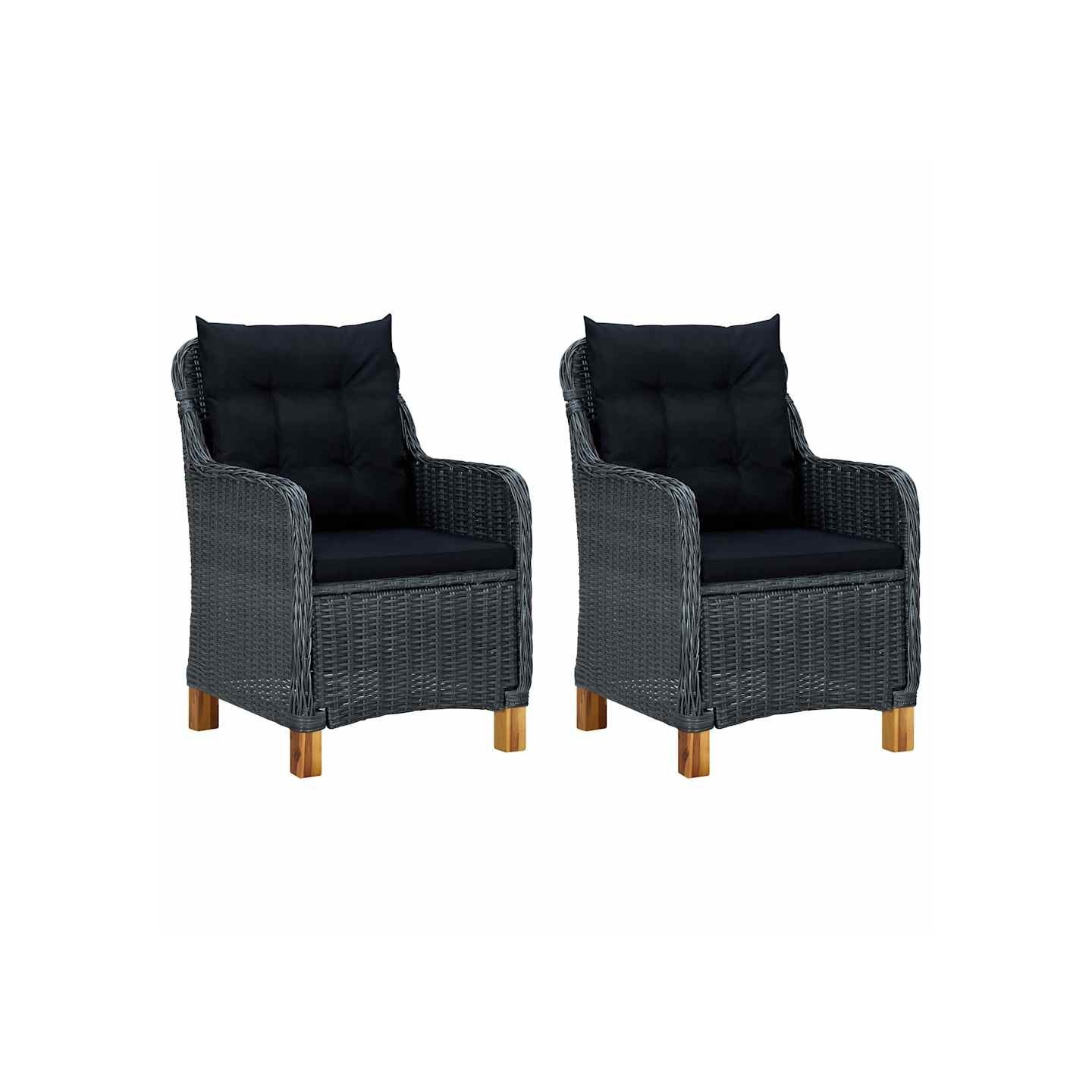Chaises de jardin avec coussins lot de 2 Résine tressée