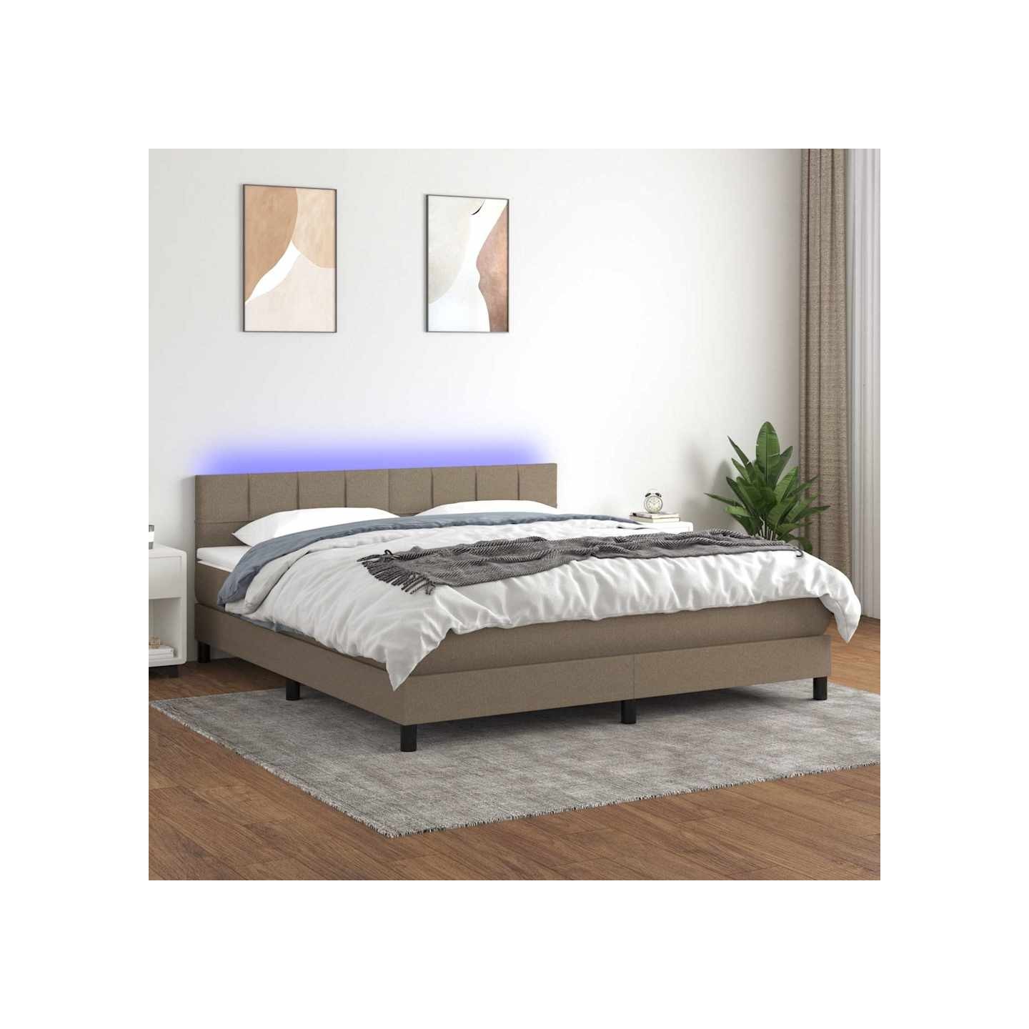 Sommier à lattes de lit avec matelas et LED Taupe 180x200 cm