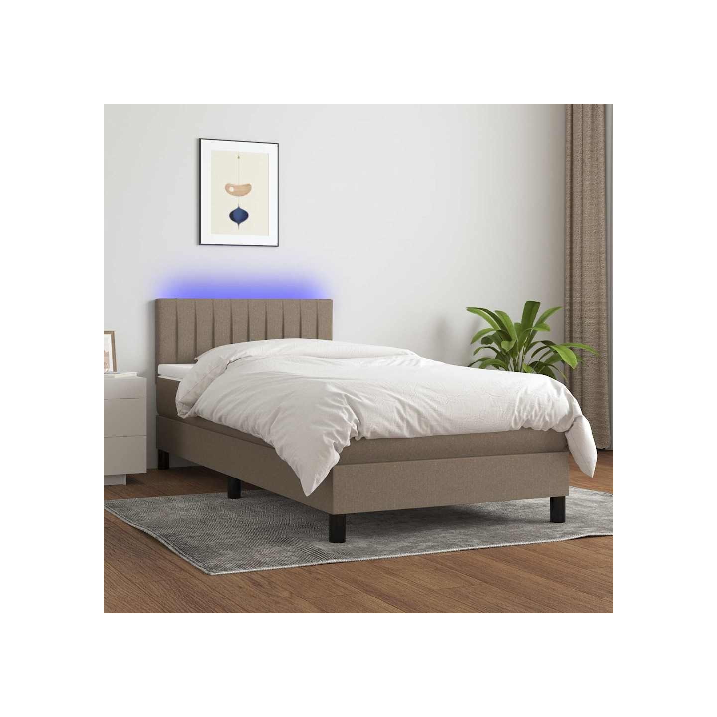 Sommier à lattes de lit avec matelas LED Taupe 80x200 cm Tissu