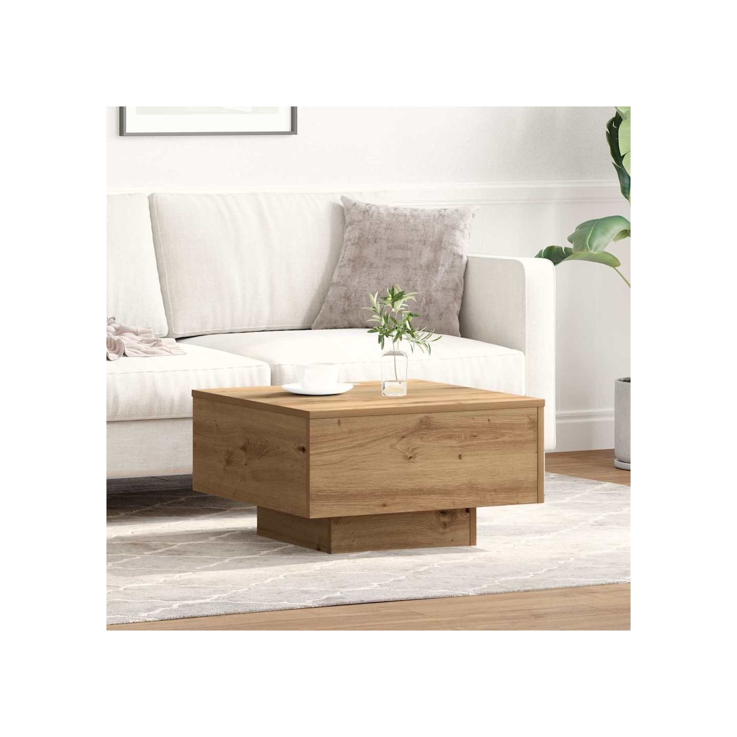 Table basse Chêne artisanal 55 x 55 x 31 cm