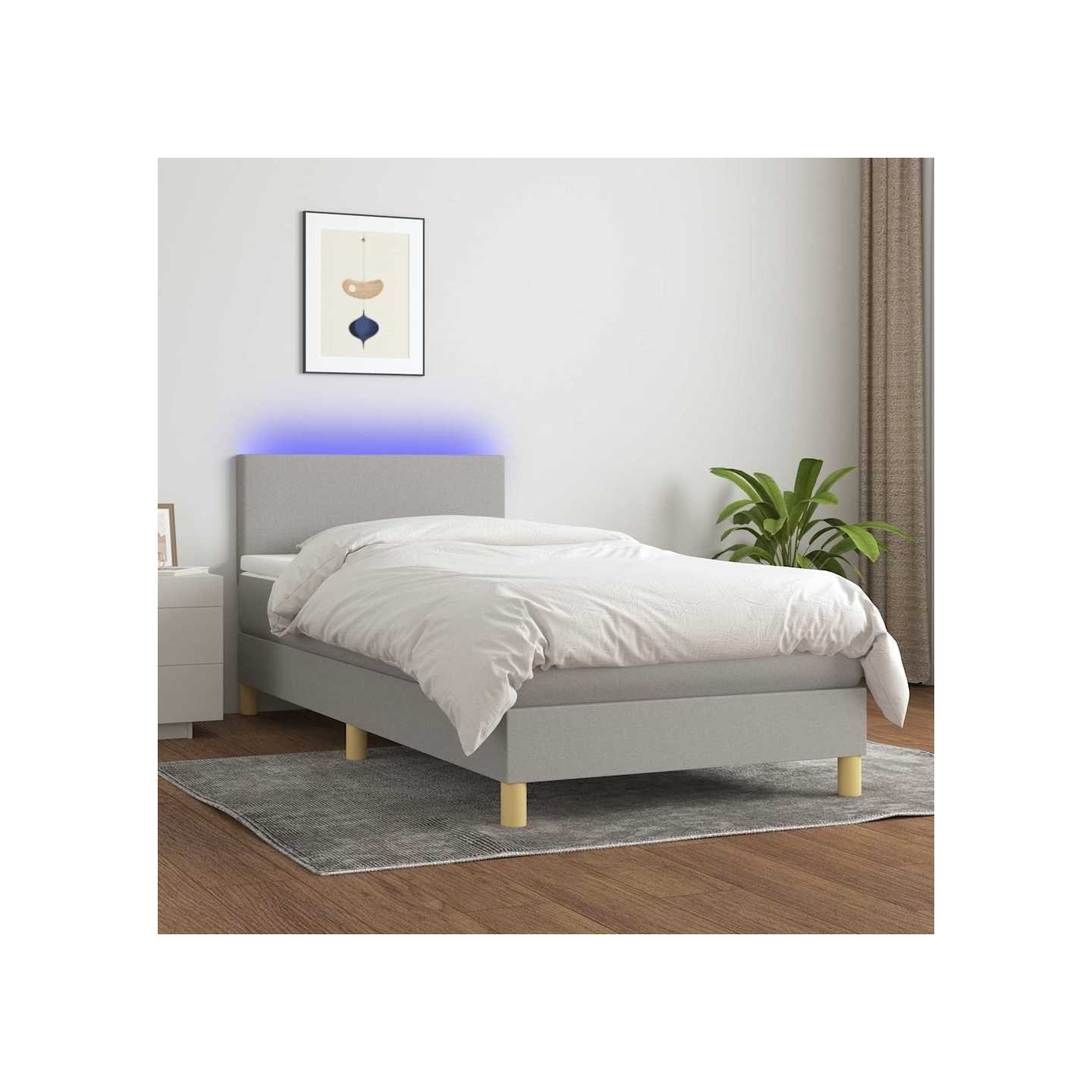 Sommier à lattes de lit avec matelas et LED Gris clair 80x200cm
