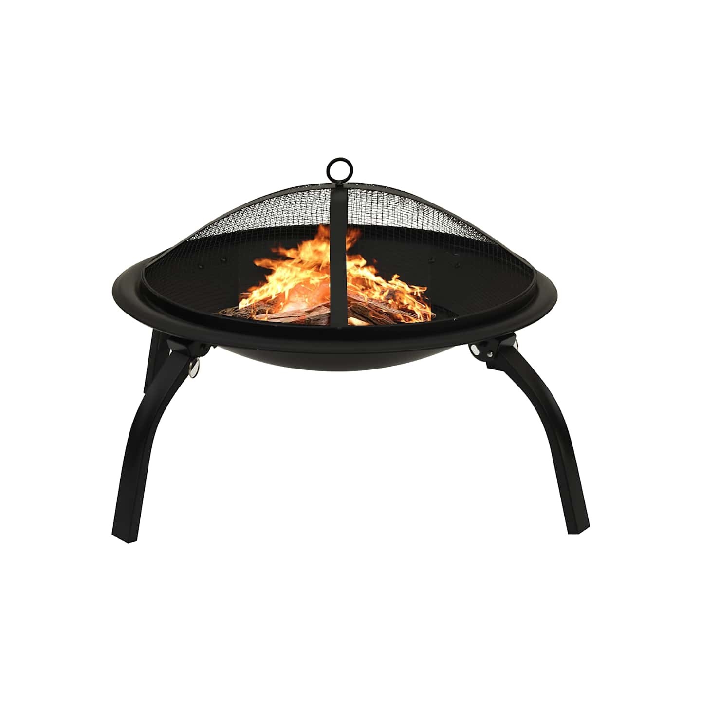Foyer et barbecue avec tisonnier 2 en 1 56x56x49 cm Acier