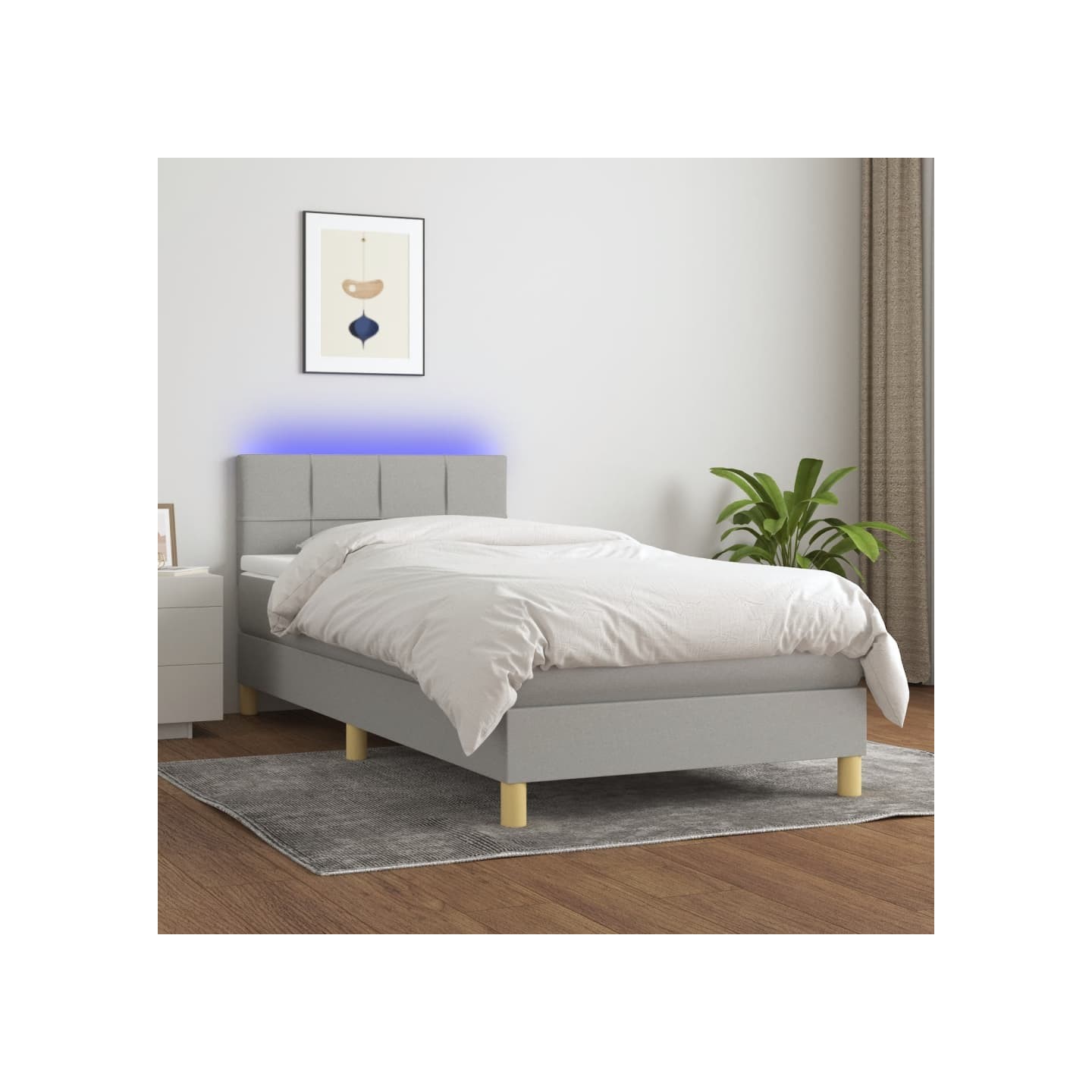 Sommier à lattes de lit avec matelas et LED Gris clair 80x200cm