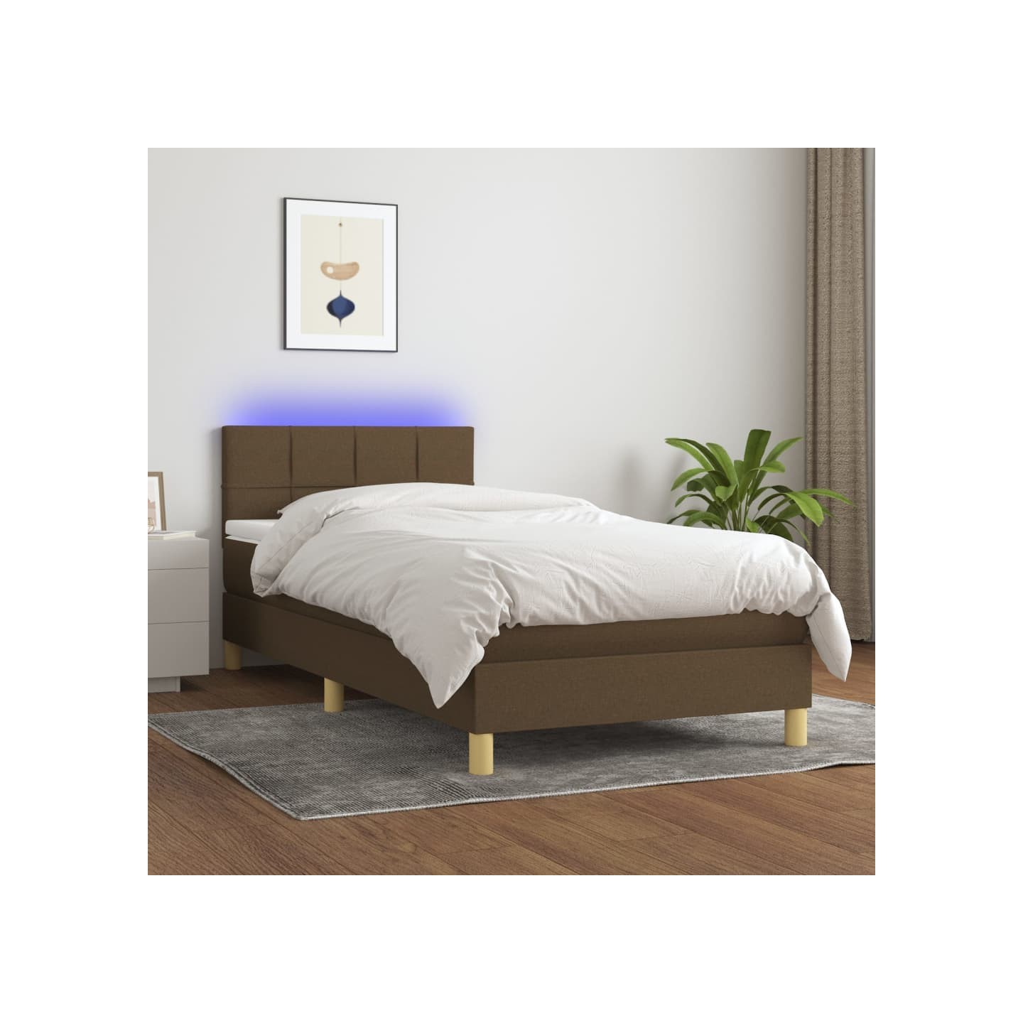 Sommier à lattes de lit et matelas et LED Marron foncé 80x200cm