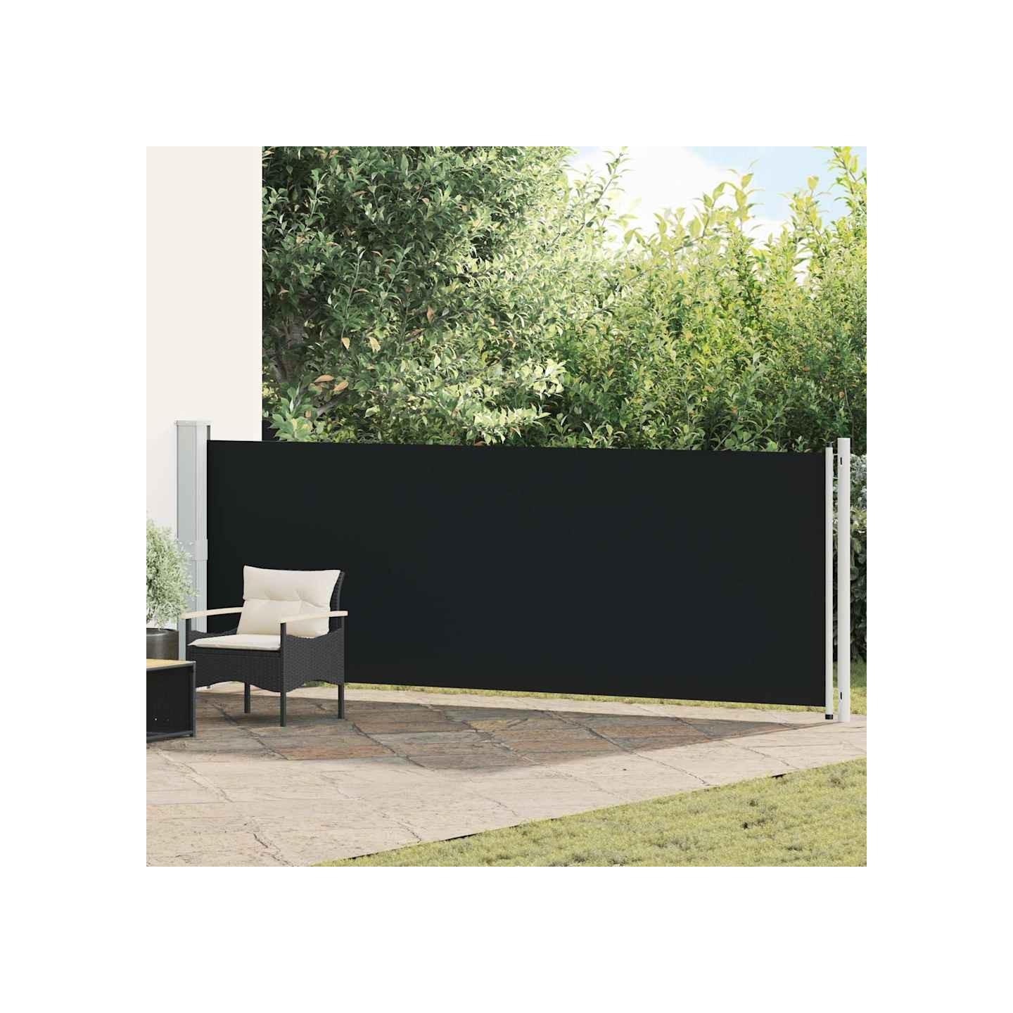 Auvent latéral rétractable de patio 140x600 cm Noir