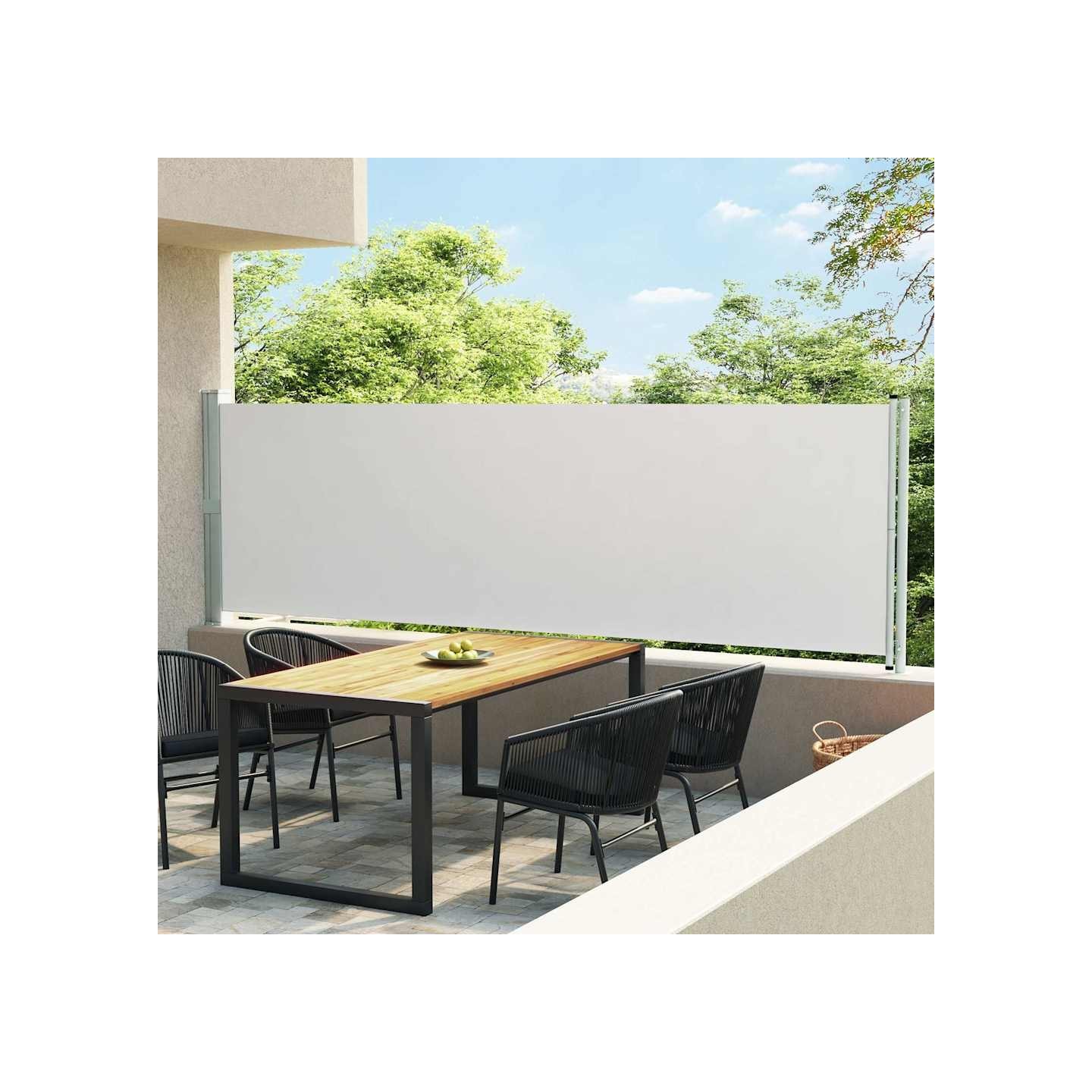 Auvent latéral rétractable de patio 140x600 cm Crème