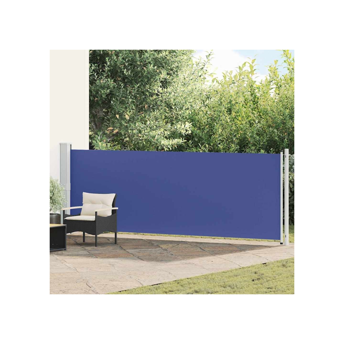 Auvent latéral rétractable de patio 140x600 cm bleu