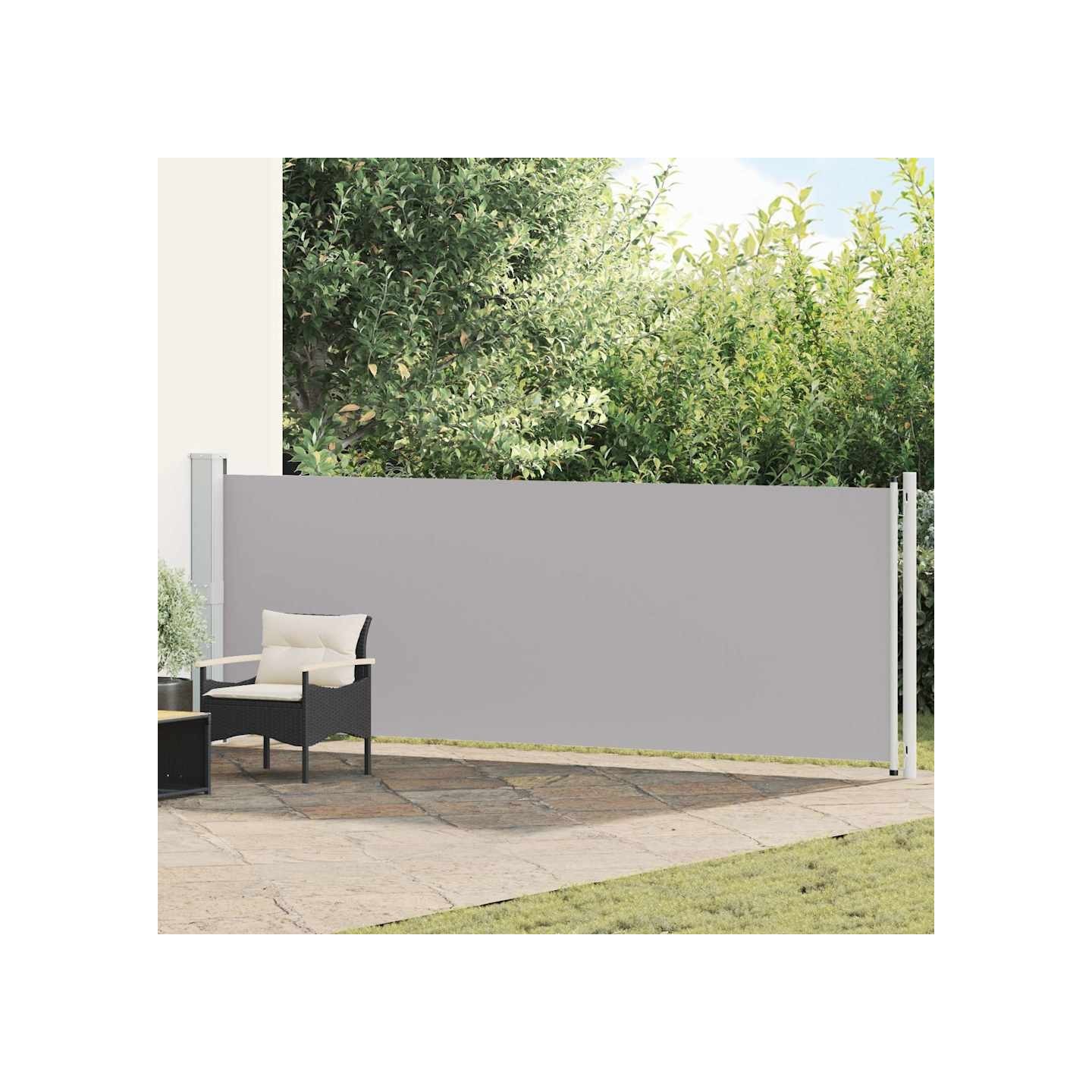 Auvent latéral rétractable de patio 140x600 cm Gris