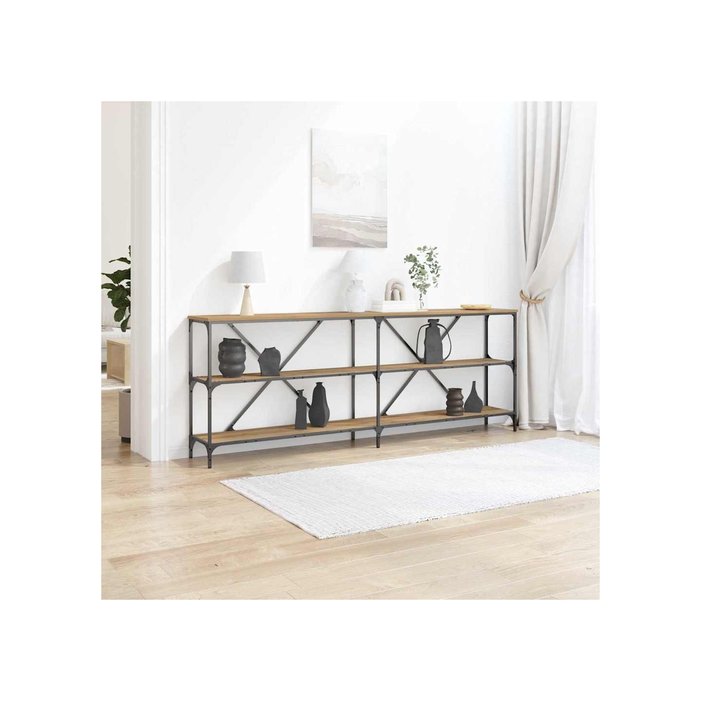 Table console Chêne artisan 200 x 30 x 75 cm Bois d'ingénierie