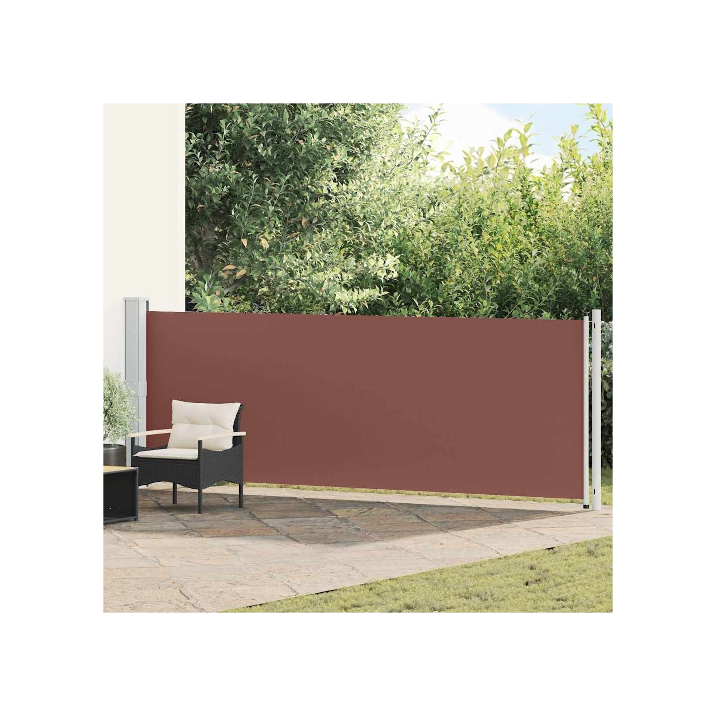 Auvent latéral rétractable de patio 140x600 cm Marron