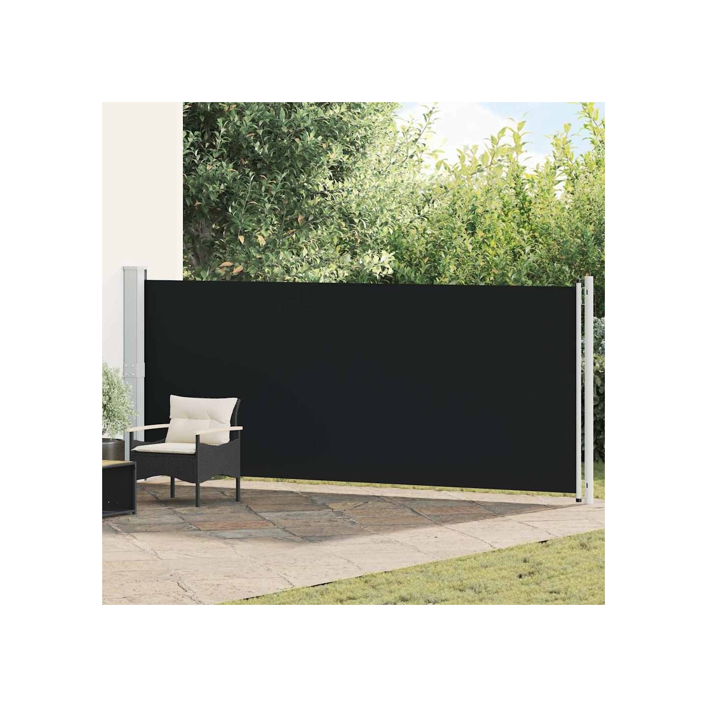 Auvent latéral rétractable de patio 600x160 cm noir