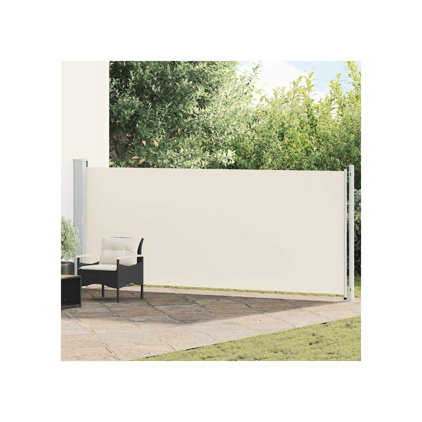 Auvent latéral rétractable de patio 614x160 cm crème