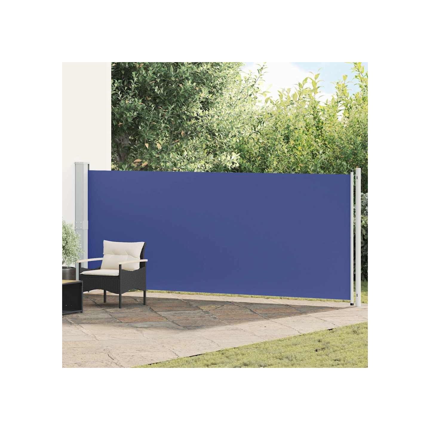 Auvent latéral rétractable de patio 600x160 cm bleu