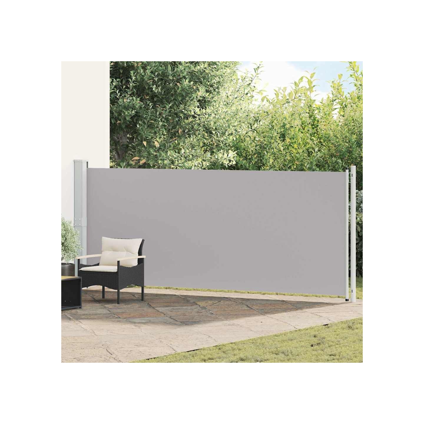 Auvent latéral rétractable de patio 614x160 cm gris