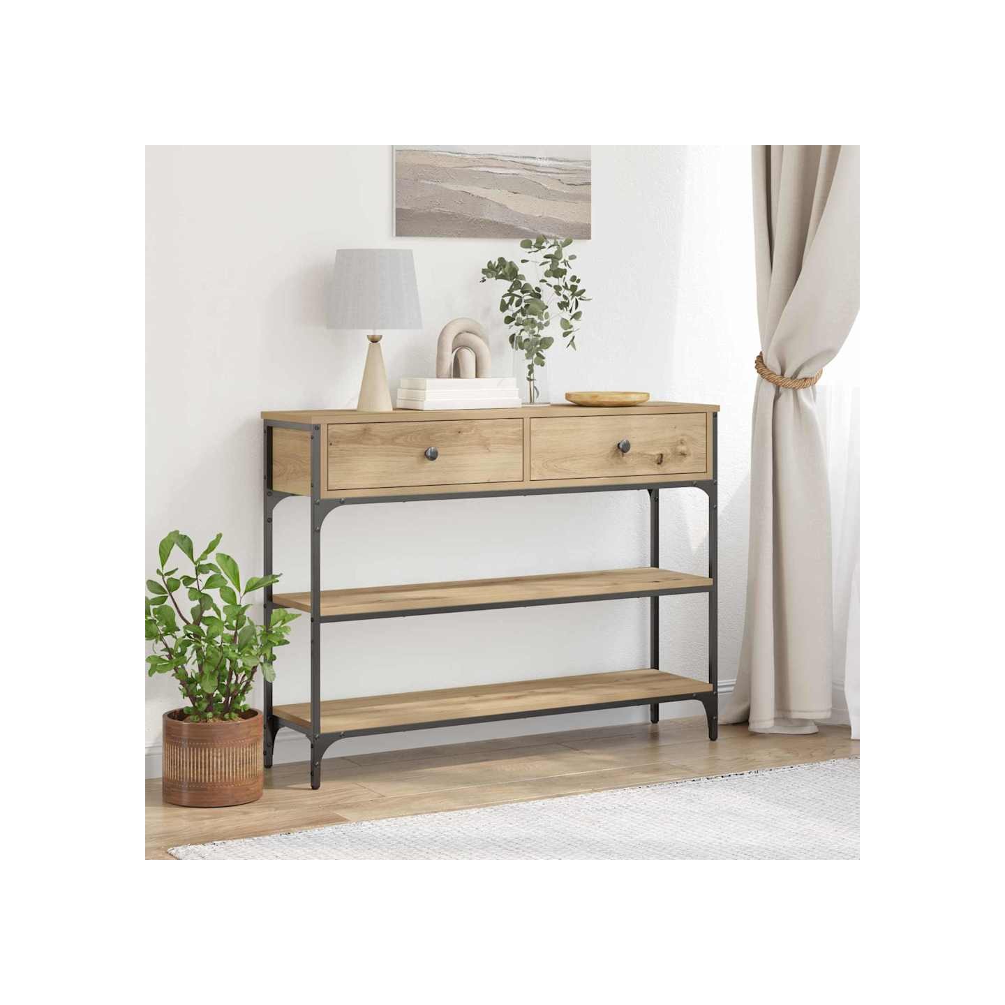 Table console Chêne artisanal 100 x 25 x 75 cm