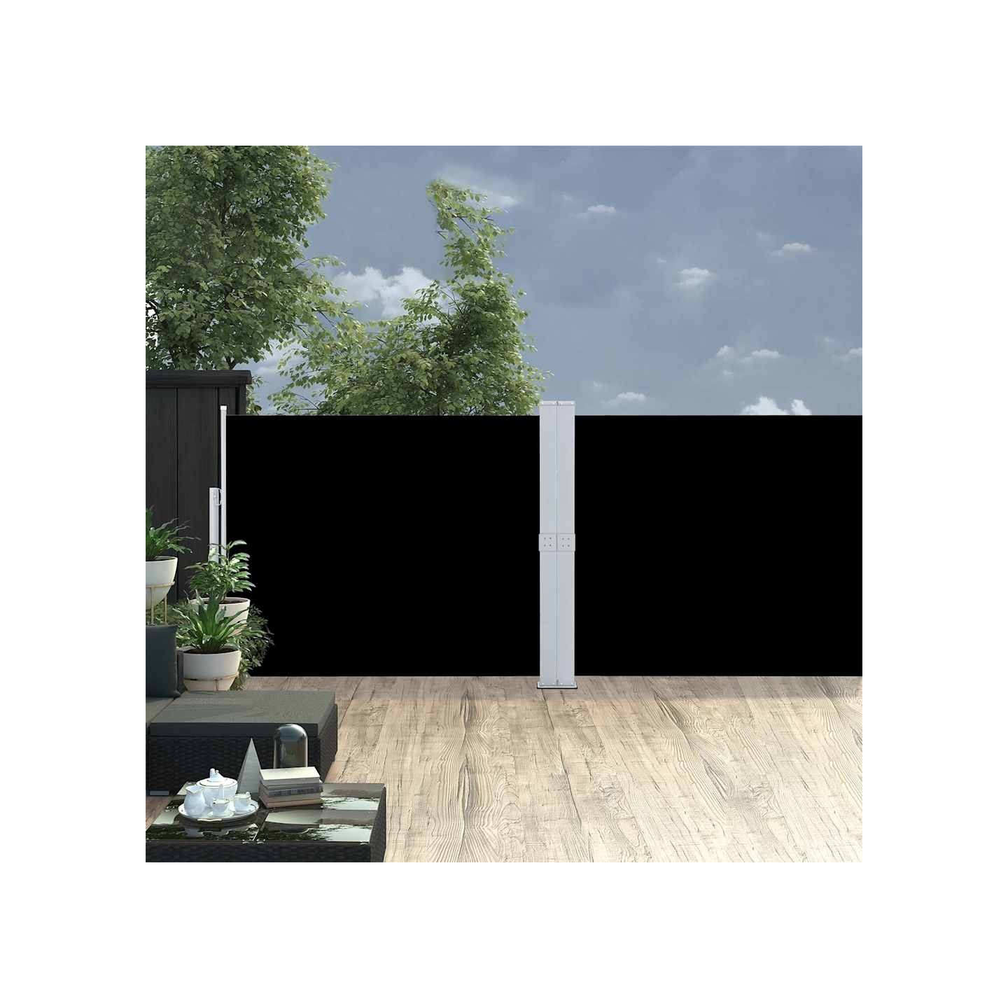 Auvent latéral rétractable de patio 140x1200 cm Noir