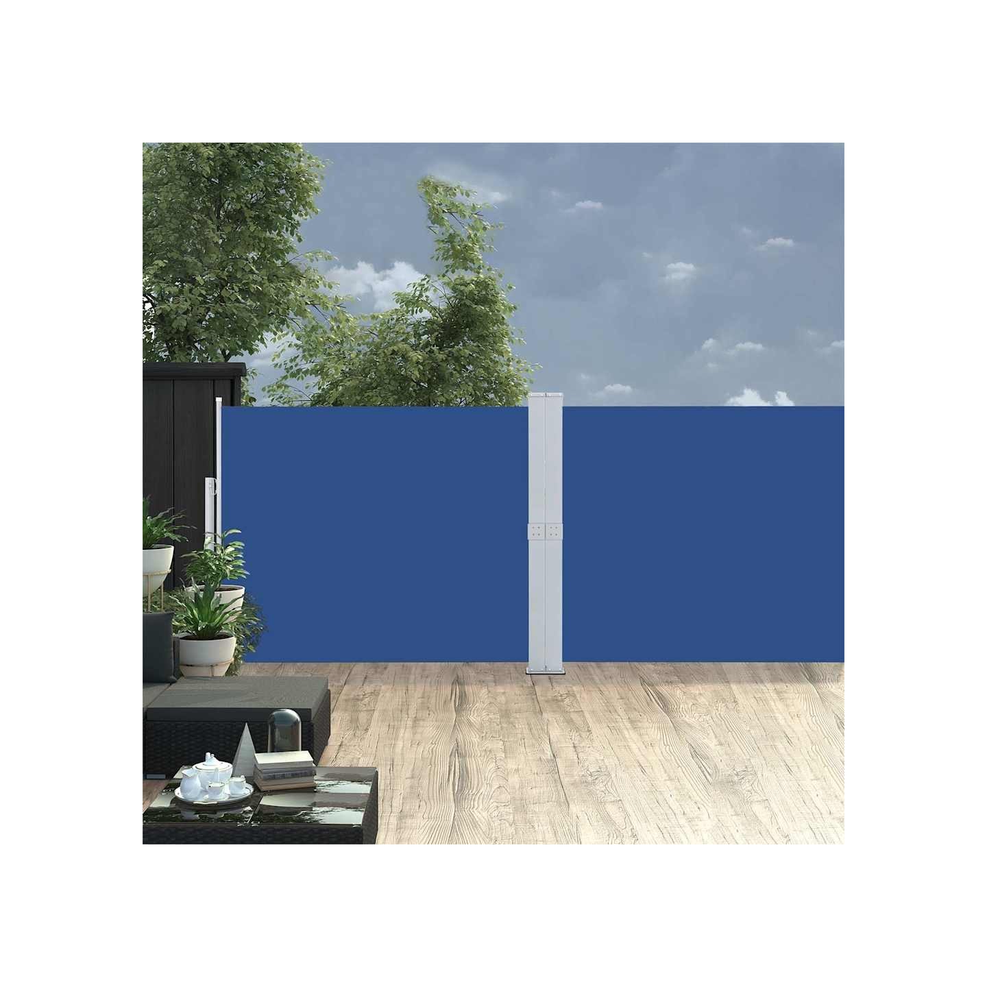 Auvent latéral rétractable de patio 140x1200 cm Bleu