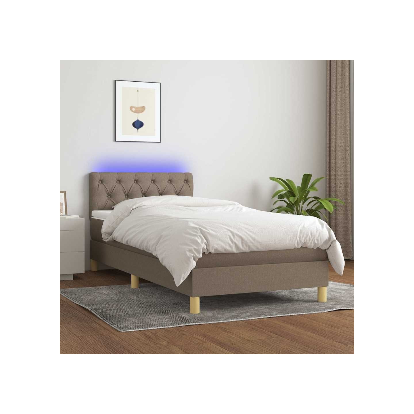 Sommier à lattes de lit avec matelas LED Taupe 80x200cm Tissu