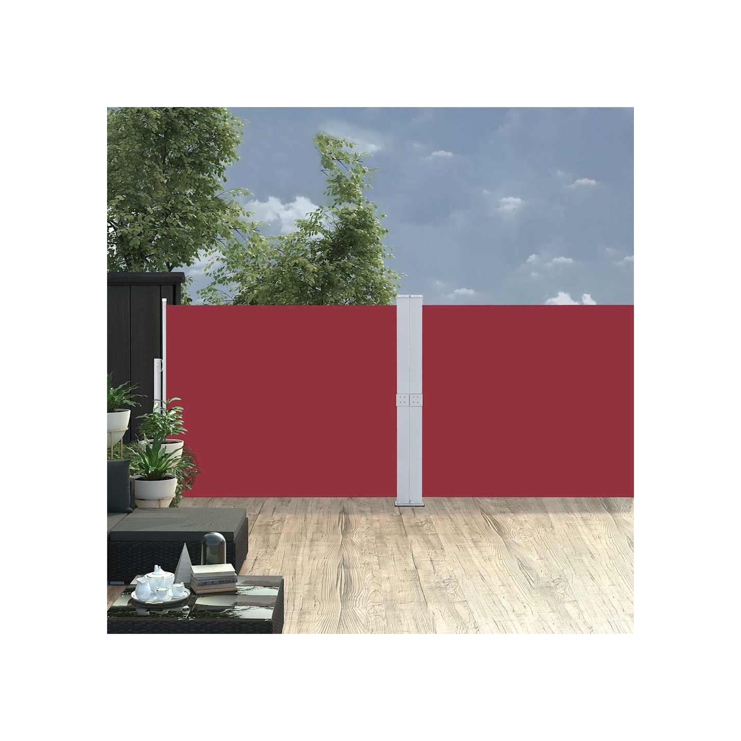 Auvent latéral rétractable de patio 140x1200 cm Rouge